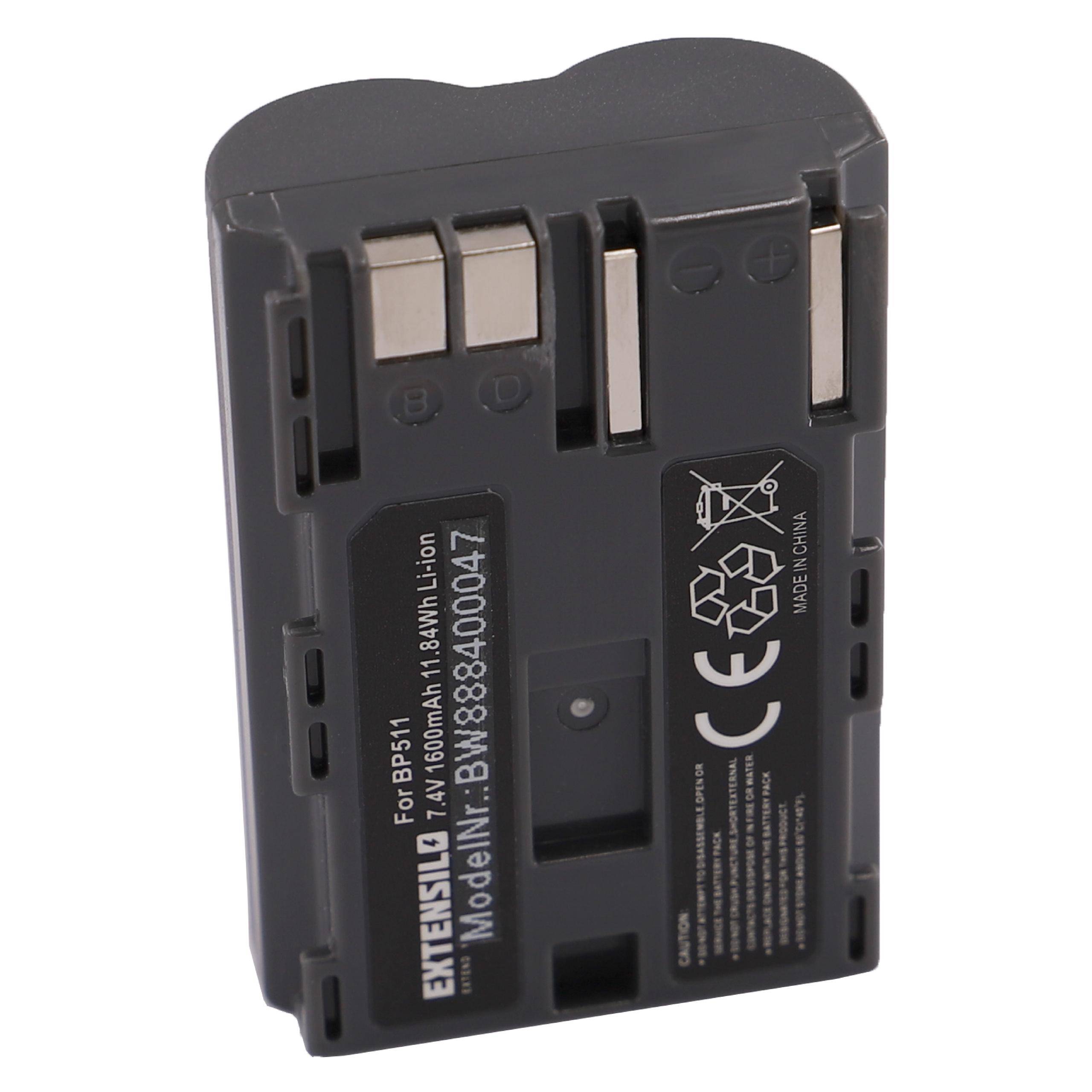 EXTENSILO 2x Akku kompatibel mit Canon MV530i, MV500i, MV500, MV550i, MV450i, MV430i, MV410, MV400i Kamera (1600 mAh, 7,4 V, Li-Ion)
