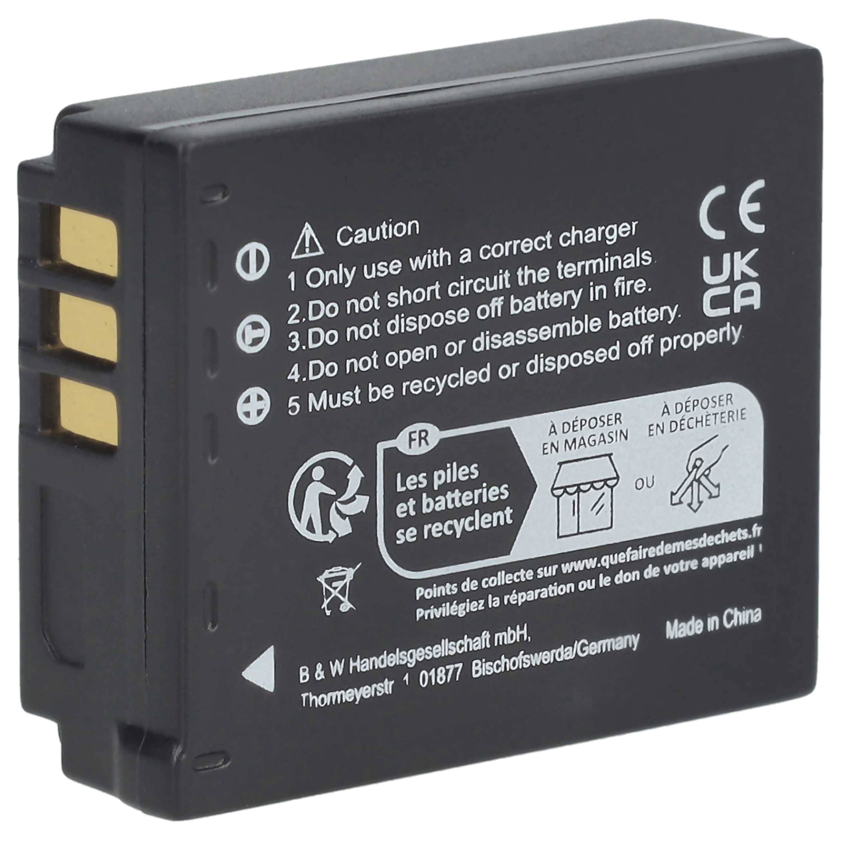 EXTENSILO 3x Akku Ersatz für Panasonic DMW-BCD10 | für Kamera (1000 mAh, 3,7 V, Li-Ion)