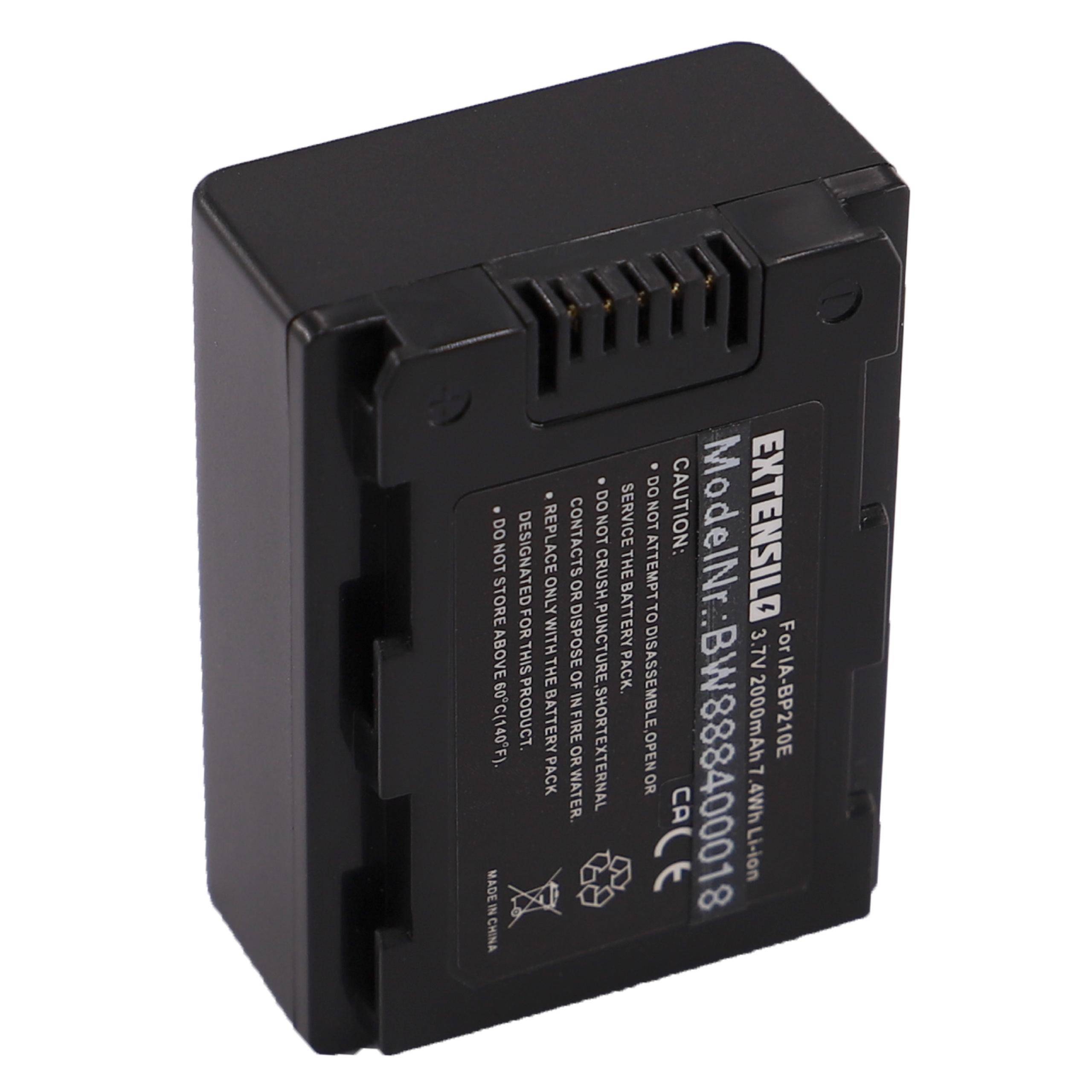 EXTENSILO 2x Akku kompatibel mit Samsung HMX-S10BN, HMX-S15, HMX-S10BP, HMX-S15BP, HMX-S15BN, HMX-S10 Kamera (2000 mAh, 3,7 V, Li-Ion)