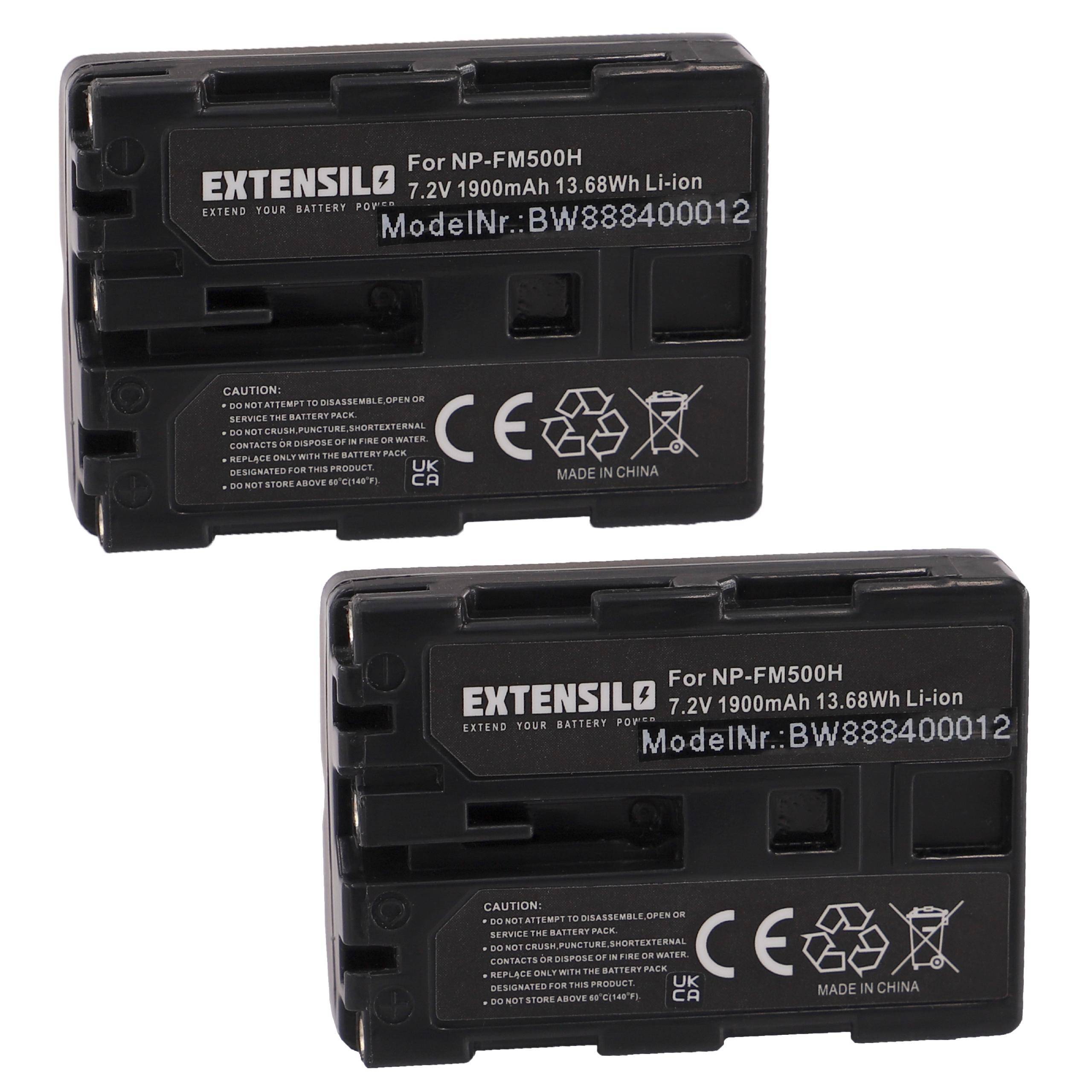 EXTENSILO 2x Akku kompatibel mit Sony Alpha SLT-A57K, ILCA-77M2M, SLT-A57M, SLT-A57Y, SLT-A57, SLT-A58 Kamera (1900 mAh, 7,2 V, Li-Ion)