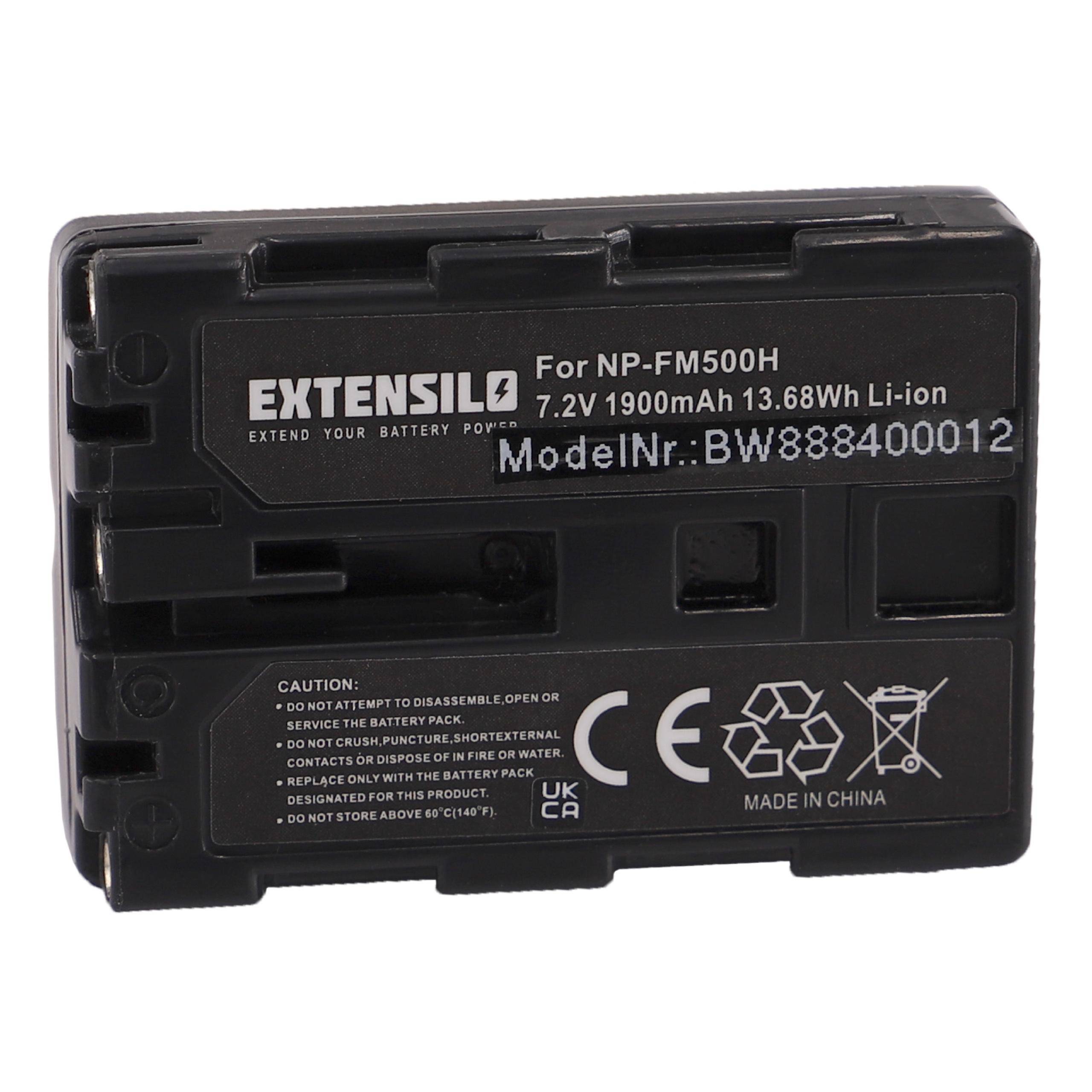 EXTENSILO Akku kompatibel mit Sony Alpha A700, A580, A500L, A550, A550L, A500Y, A580L, A550Y, A580Y Kamera (1900 mAh, 7,2 V, Li-Ion)