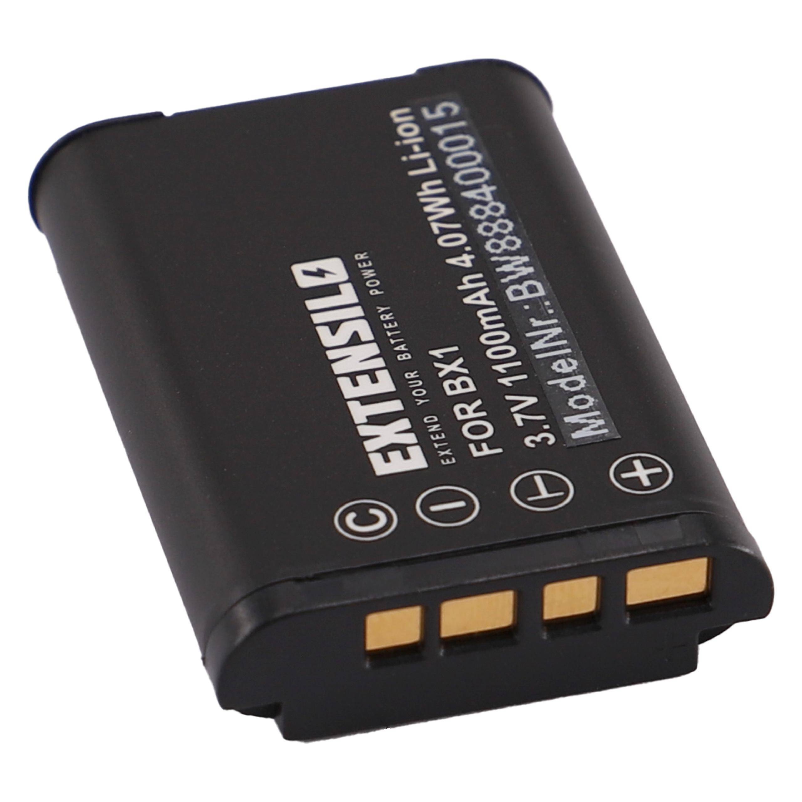 EXTENSILO 3x Akku kompatibel mit Sony HDR-AS10, HDR-AS100VR, HDR-AS100VB, HDR-AS100V, FDR-X3000R Kamera (1100 mAh, 3,7 V, Li-Ion)