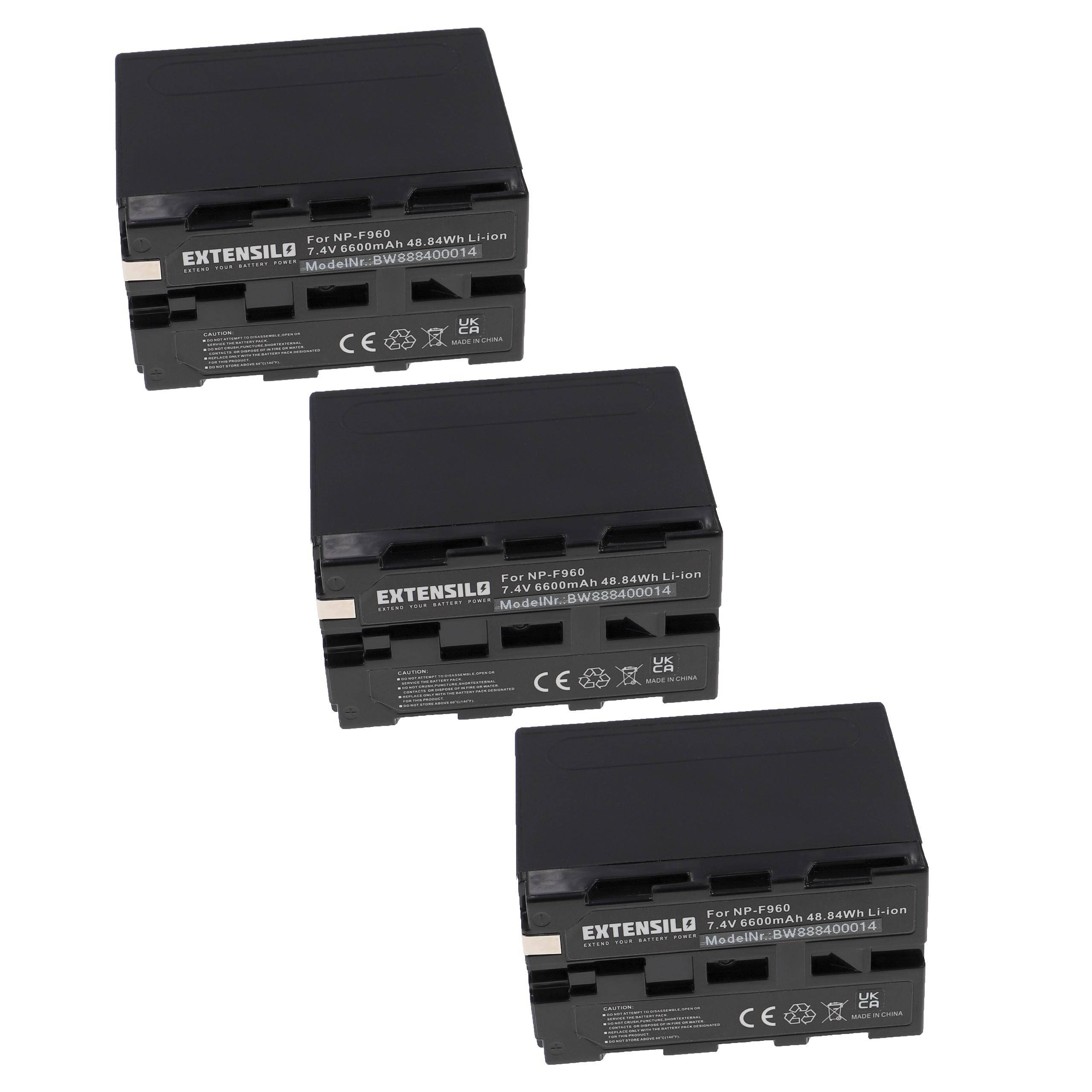 EXTENSILO 3x Akku kompatibel mit Hitachi VM-E340, VM-E360, VM-E330, VM-E330E, VM-D975, VM-D975LA Kamera (6600 mAh, 7,4 V, Li-Ion)