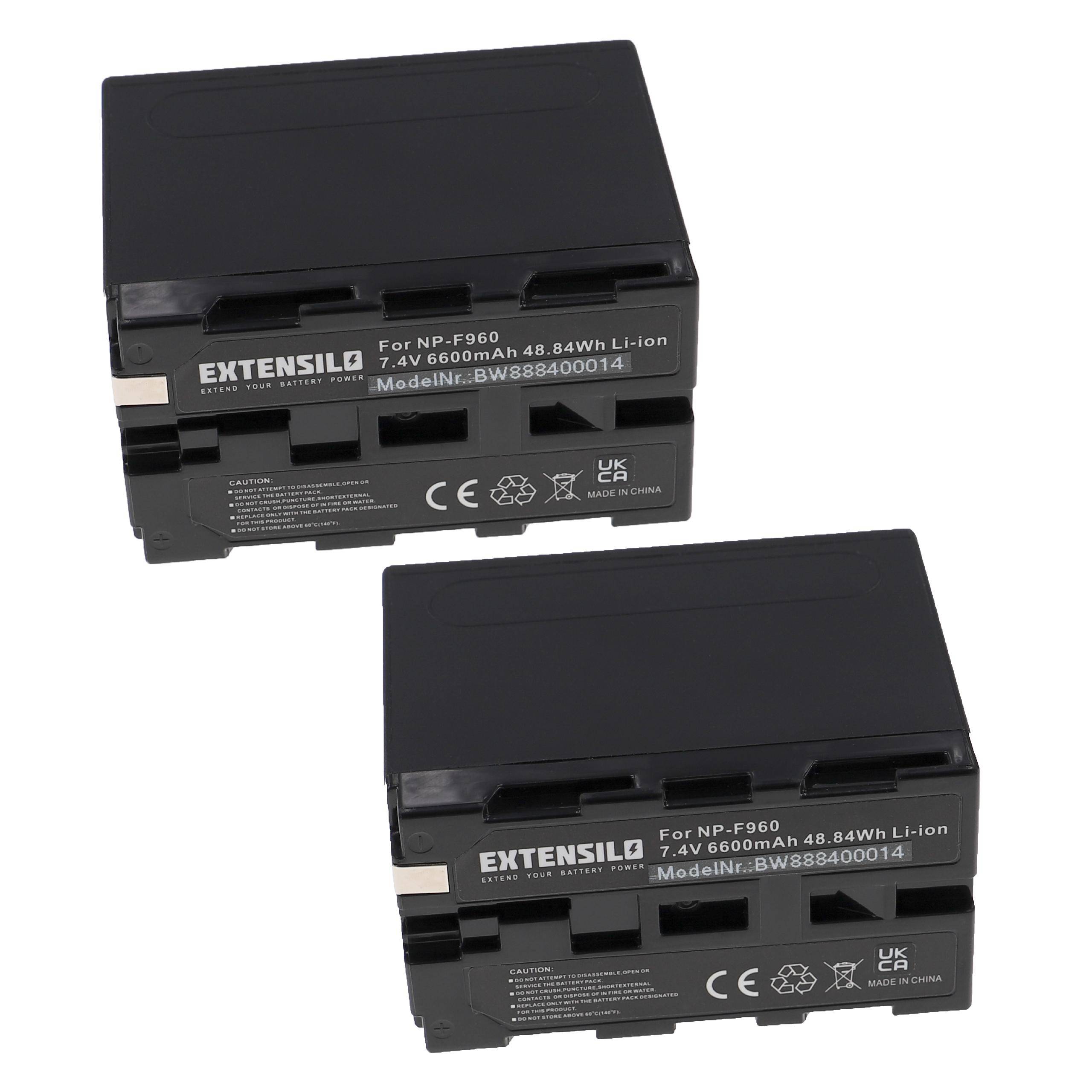 EXTENSILO 2x Akku kompatibel mit Sony MiniDV DCR-VX2100, DCR-VX2000, DCR-TV900E, DCR-TV900, DCR-TRV900 Kamera (6600 mAh, 7,4 V, Li-Ion)