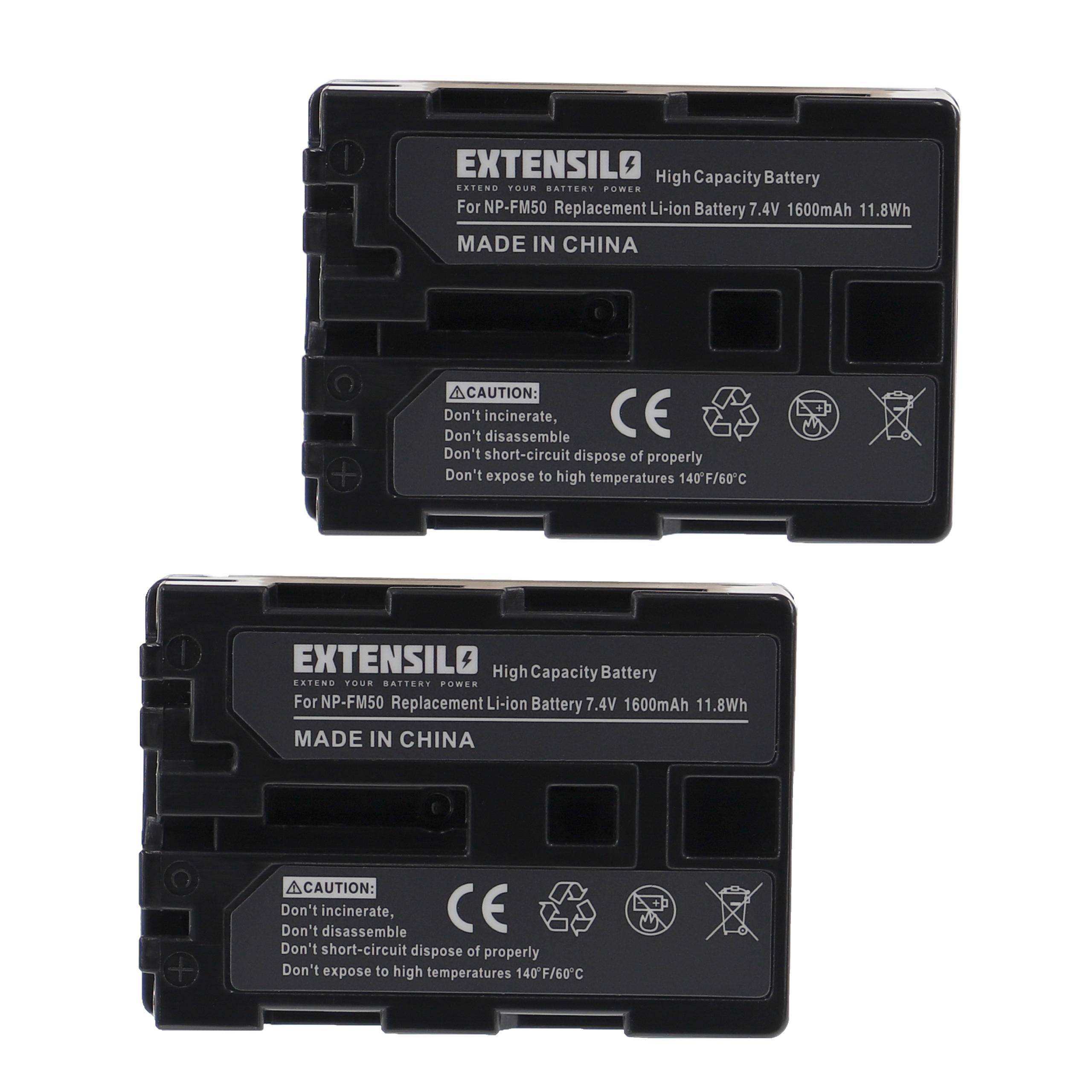 EXTENSILO 2x Akku kompatibel mit Sony DCR-TRV14E, DCR-TRV15, DCR-TRV15E, DCR-TRV16, DCR-TRV17, DCR-TRV18 Kamera (1600 mAh, 7,4 V, Li-Ion)