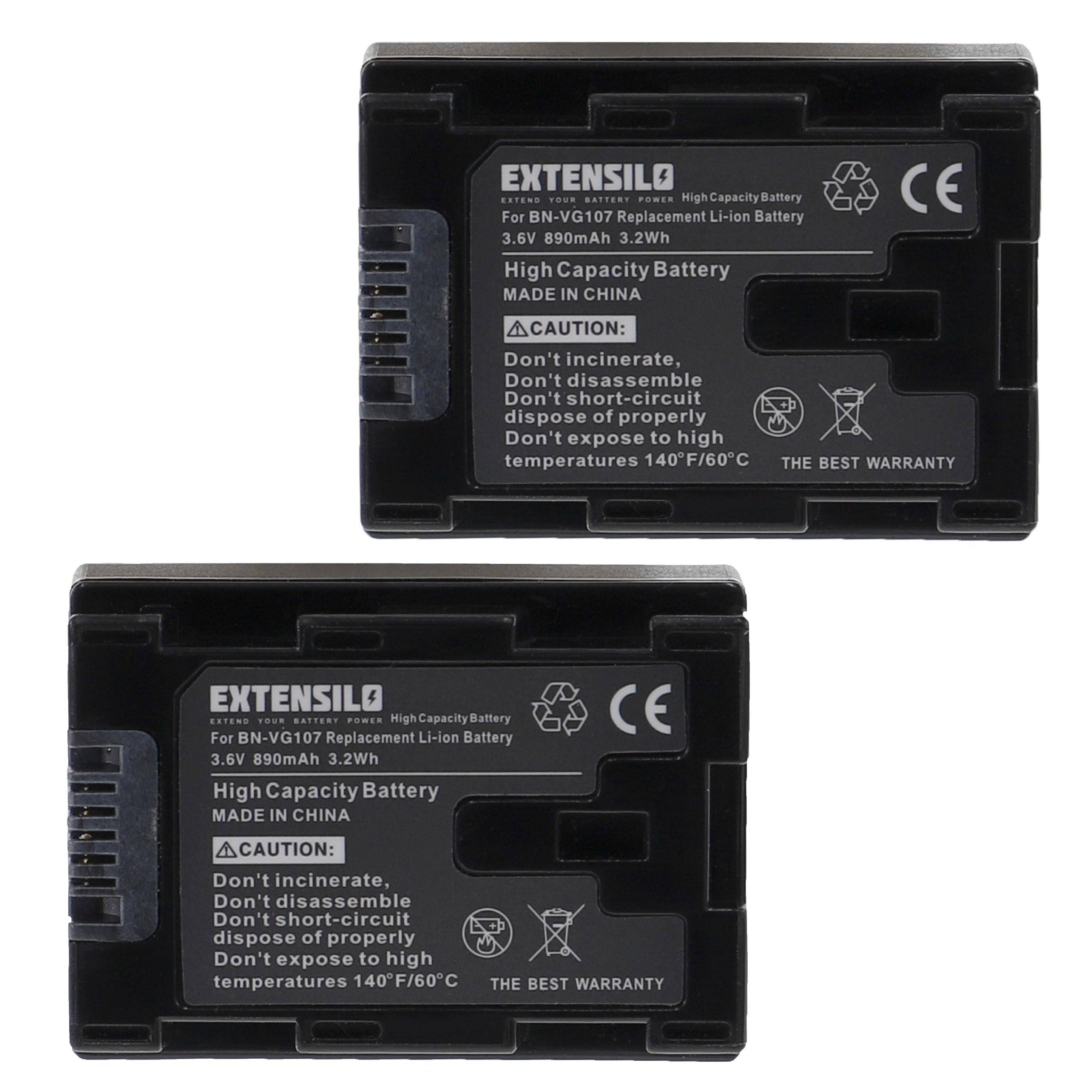 EXTENSILO 2x Akku kompatibel mit JVC GZ-HM860, GZ-HM870, GZ-HM960, GZ-HM970, GZ-HM880, GZ-HM890, GZ-HM980 Kamera (890 mAh, 3,6 V, Li-Ion)
