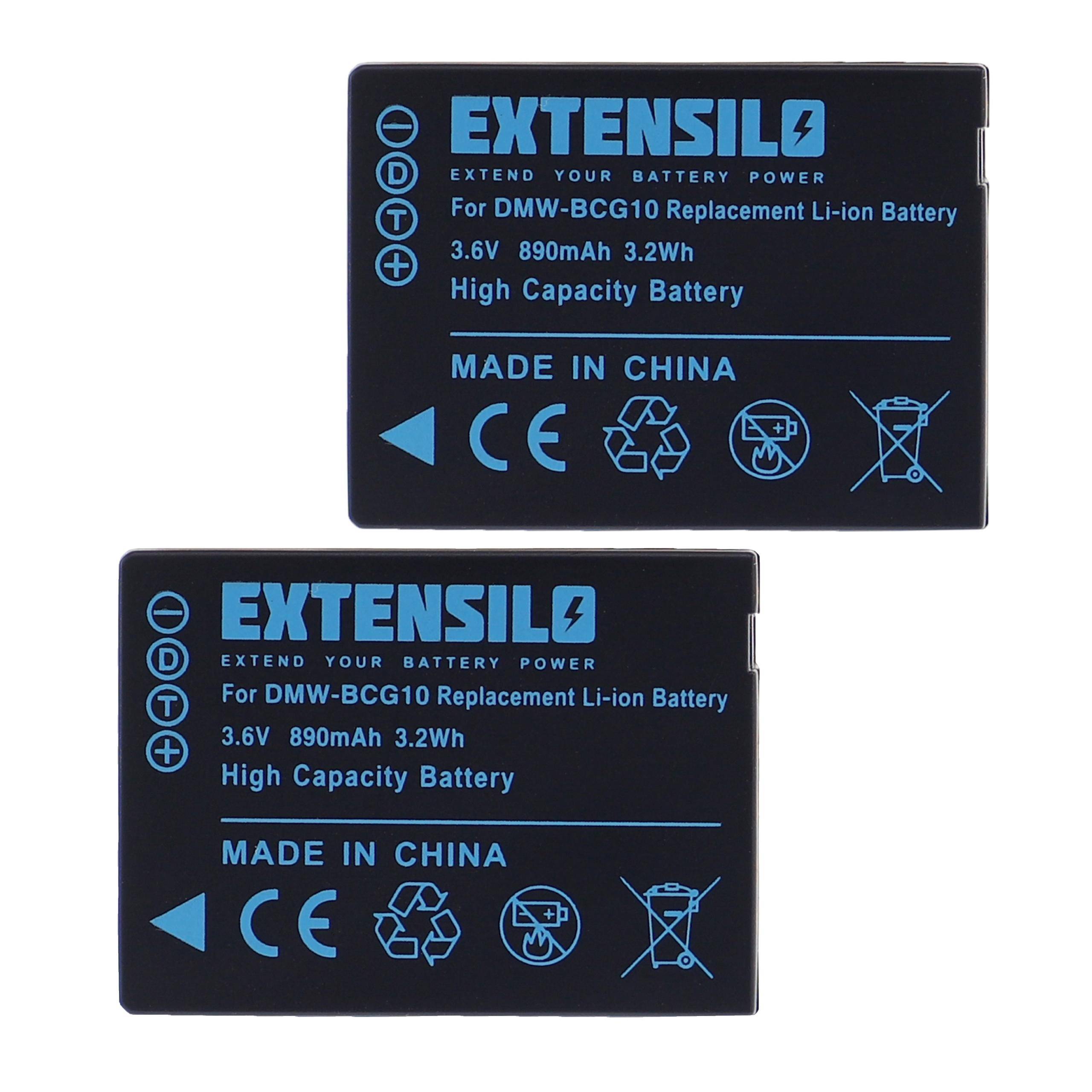 EXTENSILO 2x Akku kompatibel mit Panasonic Lumix DMC-TZ31, DMC-TZ36, DMC-TZ6, DMC-TZ7 Kamera (890mAh, 3,6V, Li-Ion)