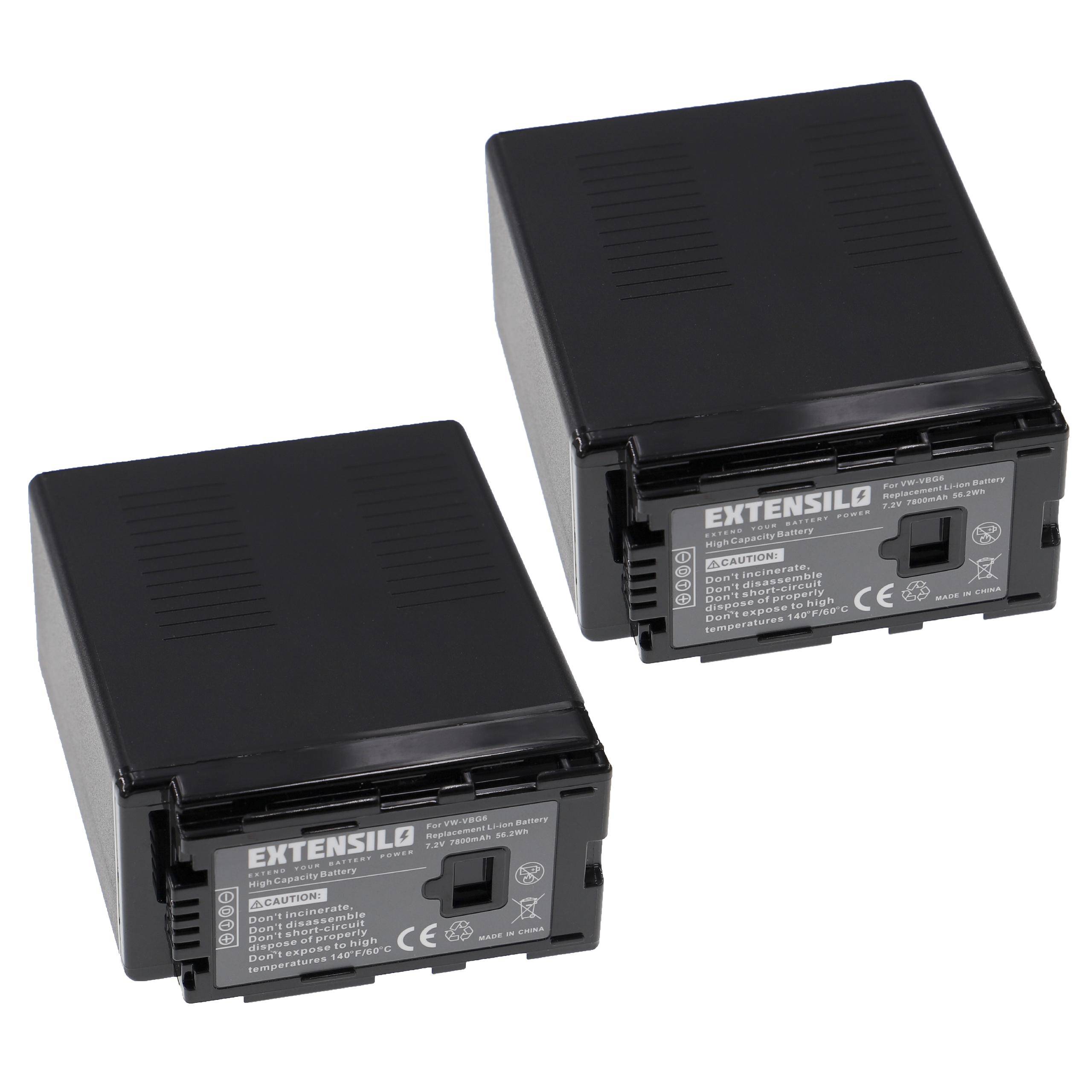 EXTENSILO 2x Akku kompatibel mit Panasonic HDC-SD600, HDC-SD707, HDC-SD700, HDC-SD8K, HDC-SD7, HDC-SD5GK Kamera (7800 mAh, 7,2 V, Li-Ion)