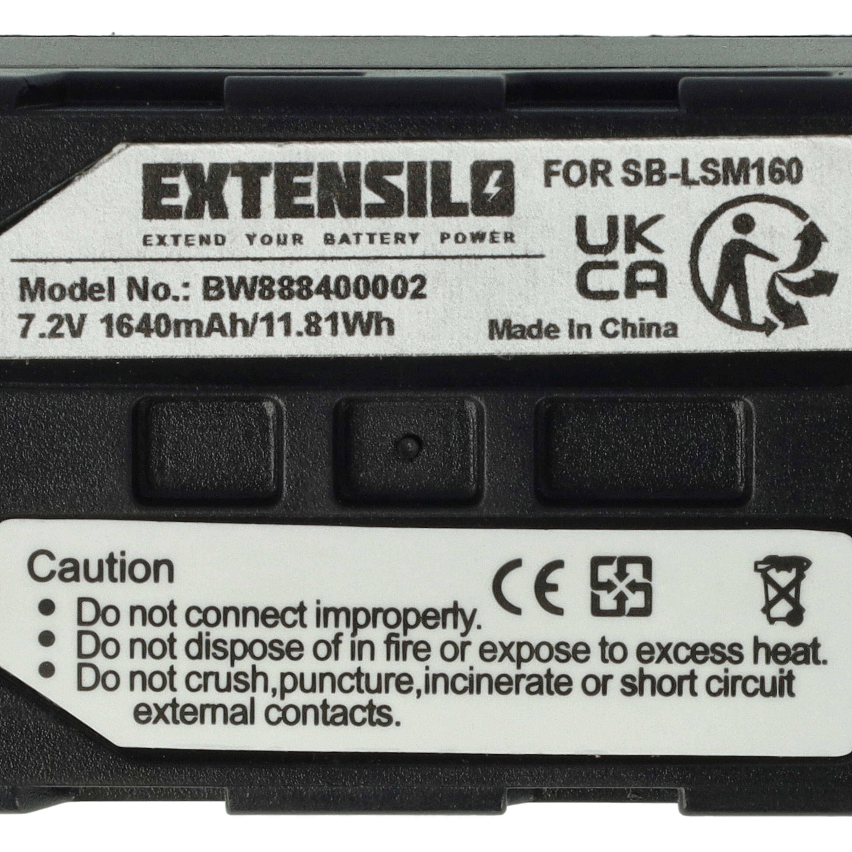 EXTENSILO 3x Akku Ersatz für Samsung SB-LSM80, SB-LSM320, SB-LSM160 für Kamera (1640 mAh, 7,2 V, Li-Ion)