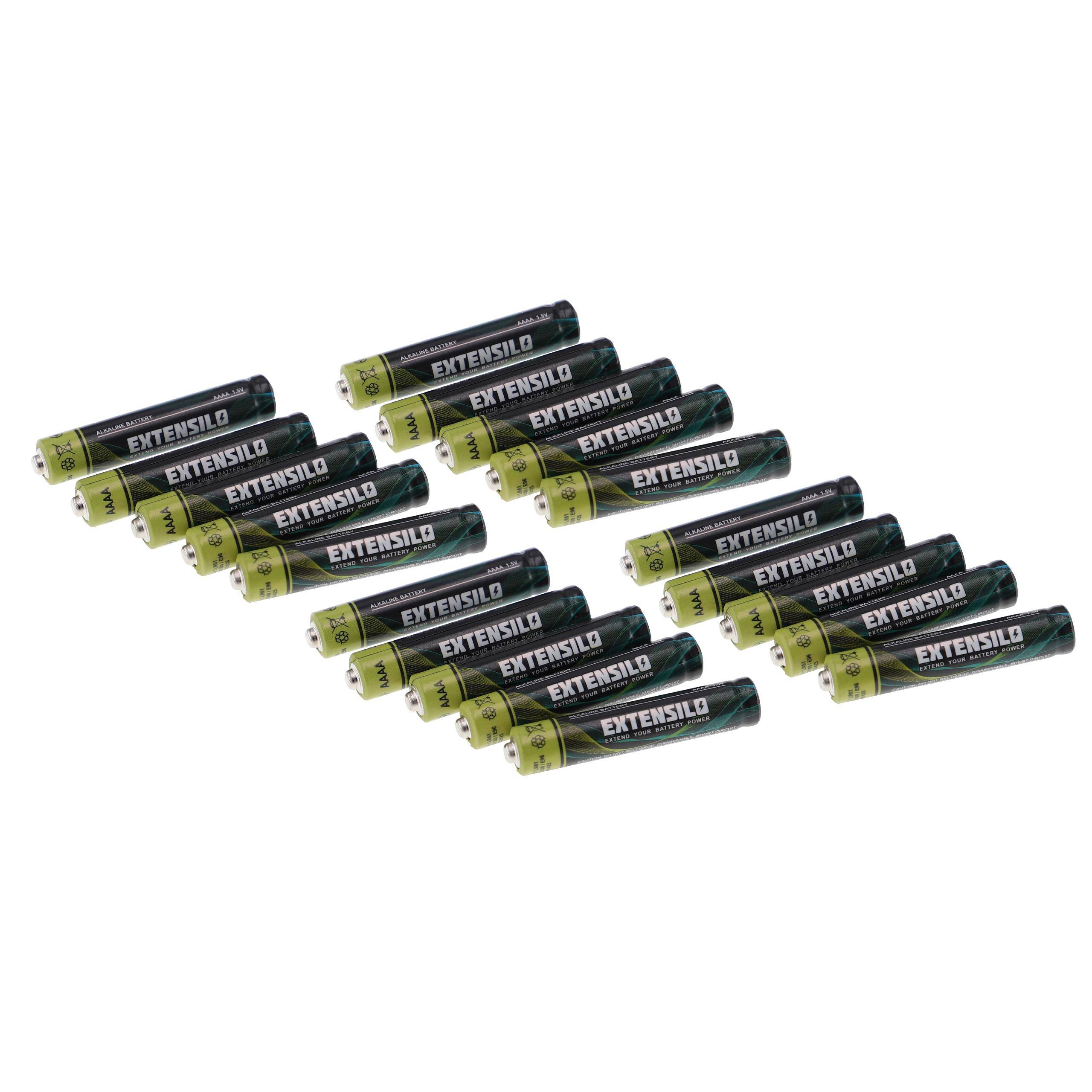 EXTENSILO 20x AAAA Rundzellenbatterien - Primärbatterien (550mAh, 1,5V, Alkaline)
