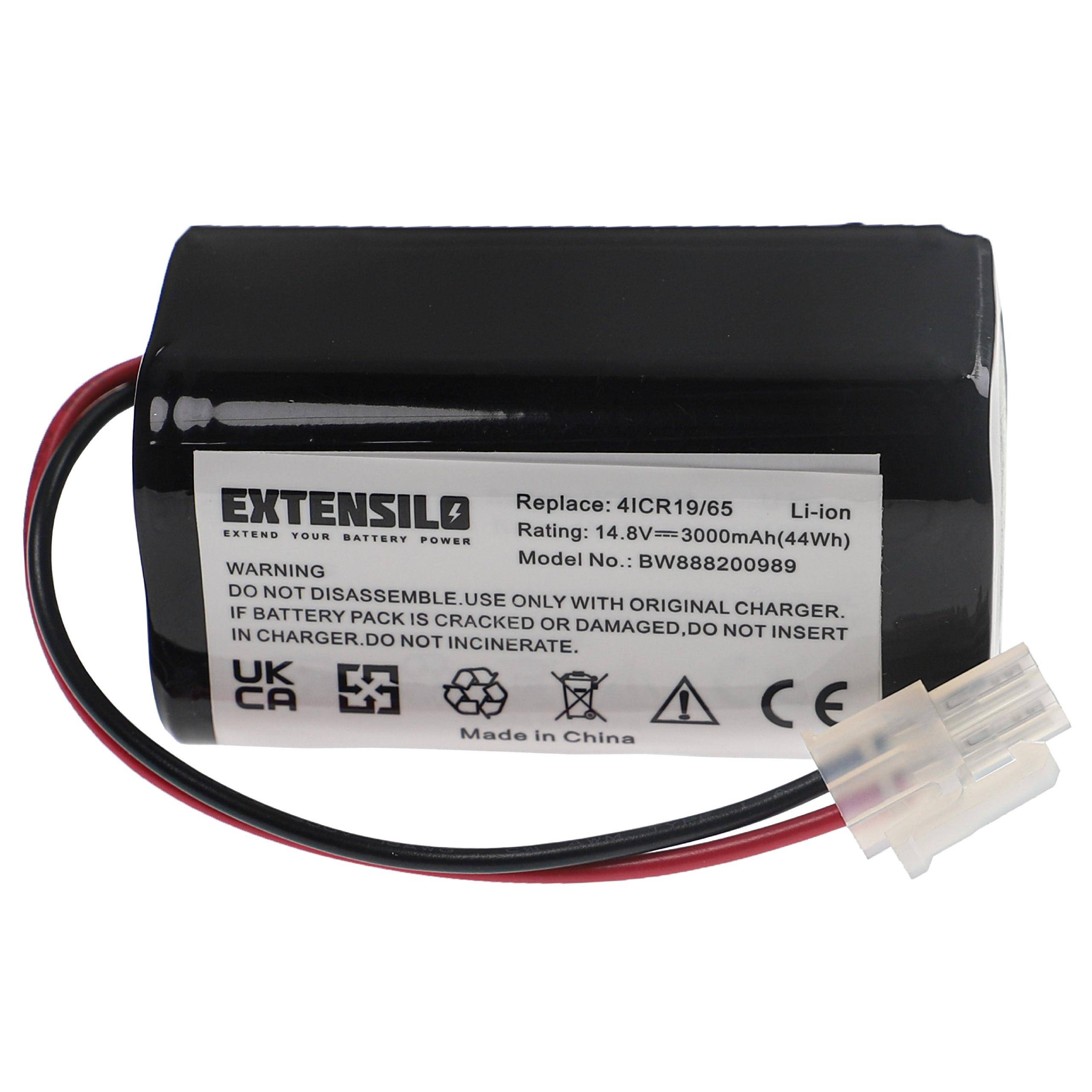 EXTENSILO Akku Ersatz für Zaco 501929 für Saugroboter (3000 mAh, 14,8 V, Li-Ion)