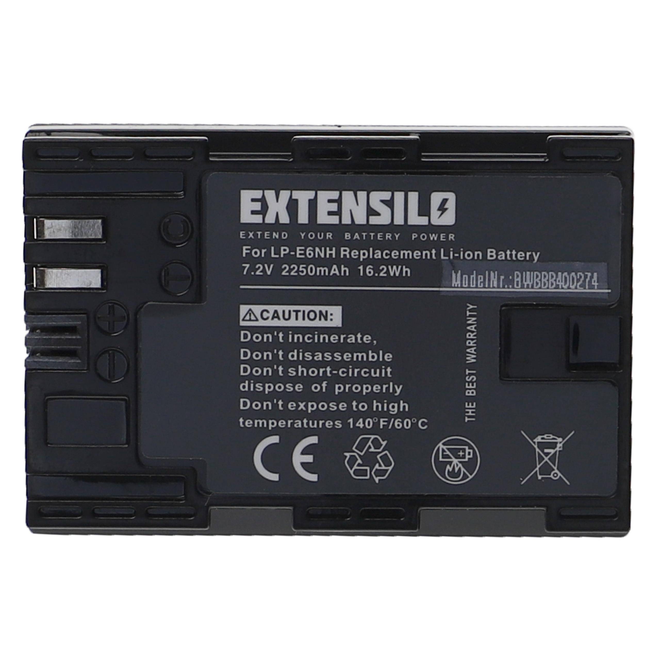 EXTENSILO Akku kompatibel mit Canon XC10, WFT-E5, WFT-E7, XC15 Kamera (2250 mAh, 7,2 V, Li-Ion)