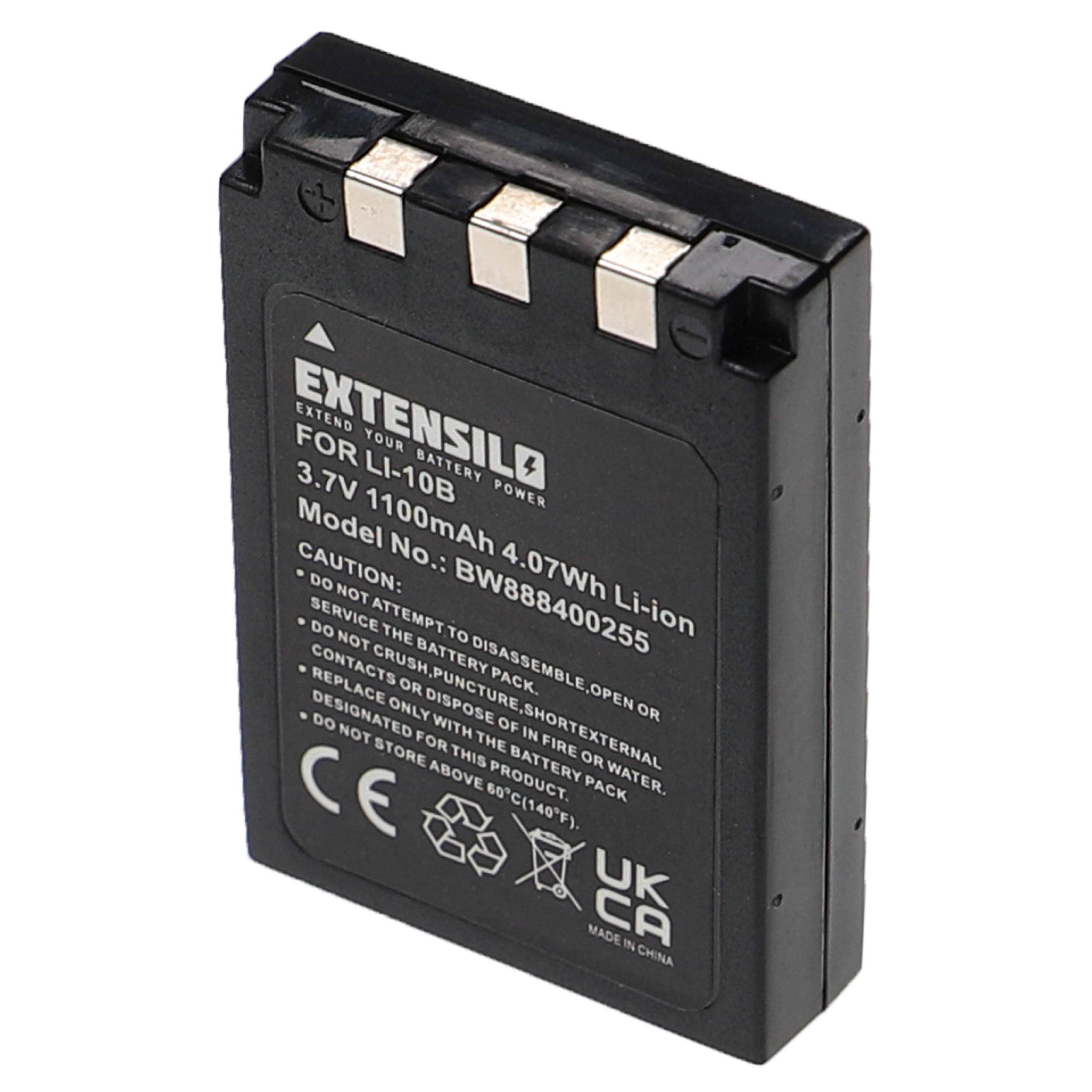 EXTENSILO 3x Akku Ersatz für Sanyo DB-L10, DB-L10A für Kamera (1100 mAh, 3,7 V, Li-Ion)