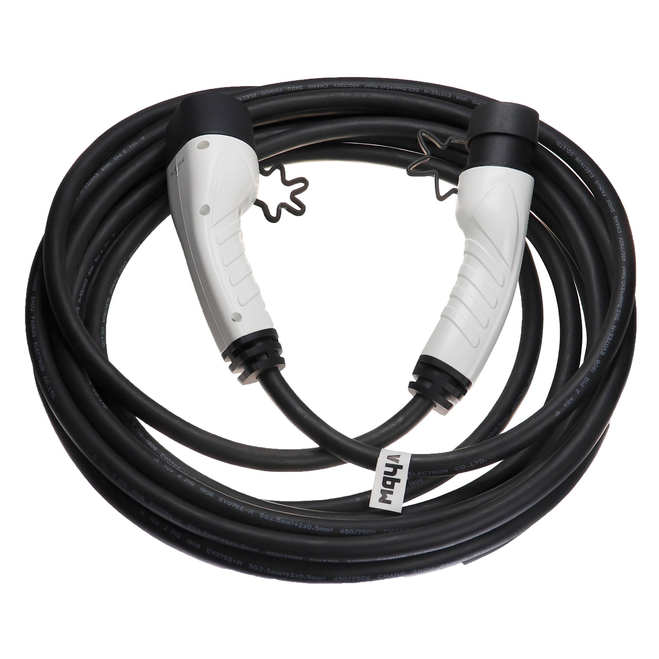 vhbw Ladekabel Typ 2 zu Typ 2 kompatibel mit Nissan X-Trail E-Power Elektroauto, 3-phasig, 16 A, 11 kW, 10 m