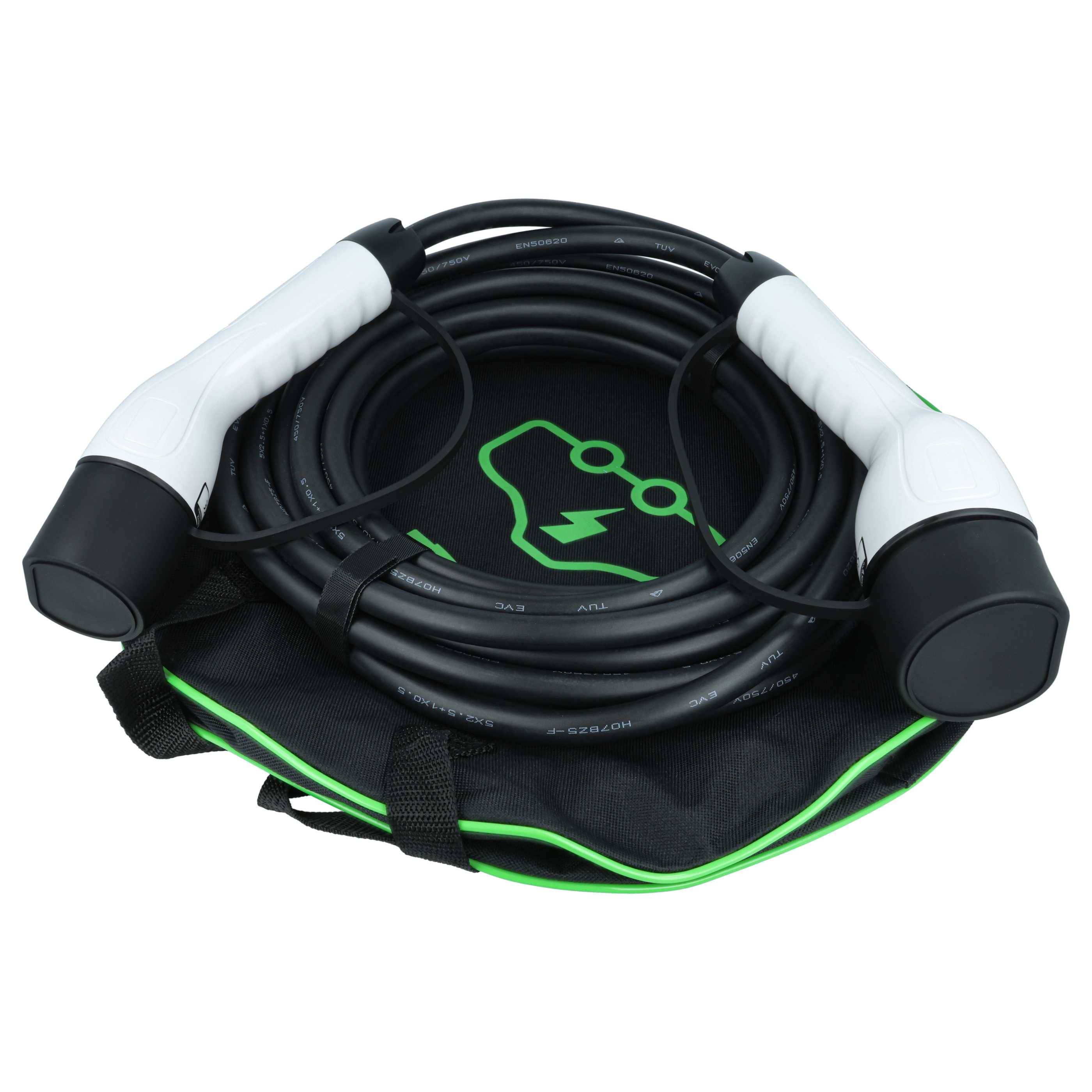 vhbw Ladekabel Typ 2 zu Typ 2 für Elektroauto, 3-phasig, 16 A, 11 kW, 10 m