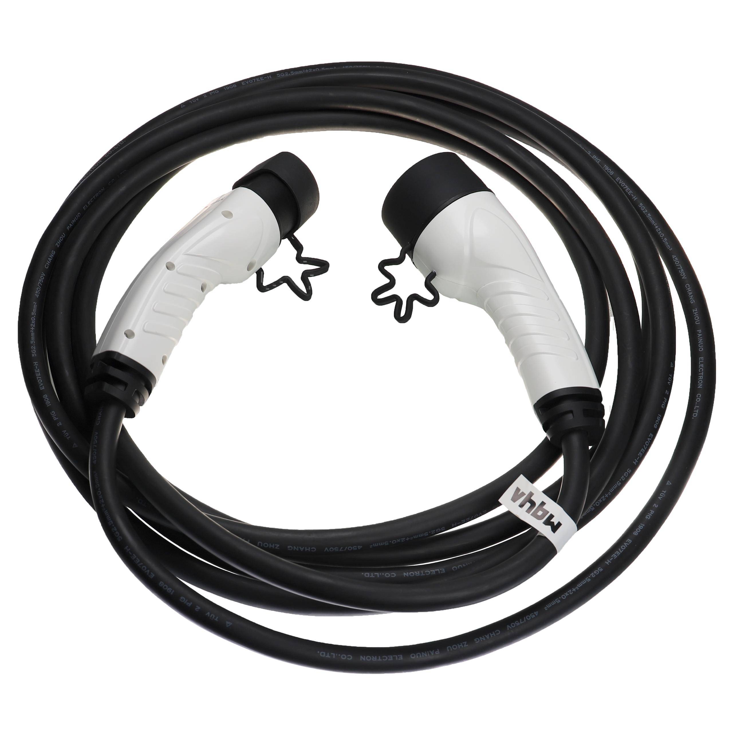vhbw Ladekabel Typ 2 zu Typ 2 kompatibel mit DS 9 E-Tense 250, 9 E-Tense 225 Elektroauto, 3-phasig, 16 A, 11 kW, 7 m