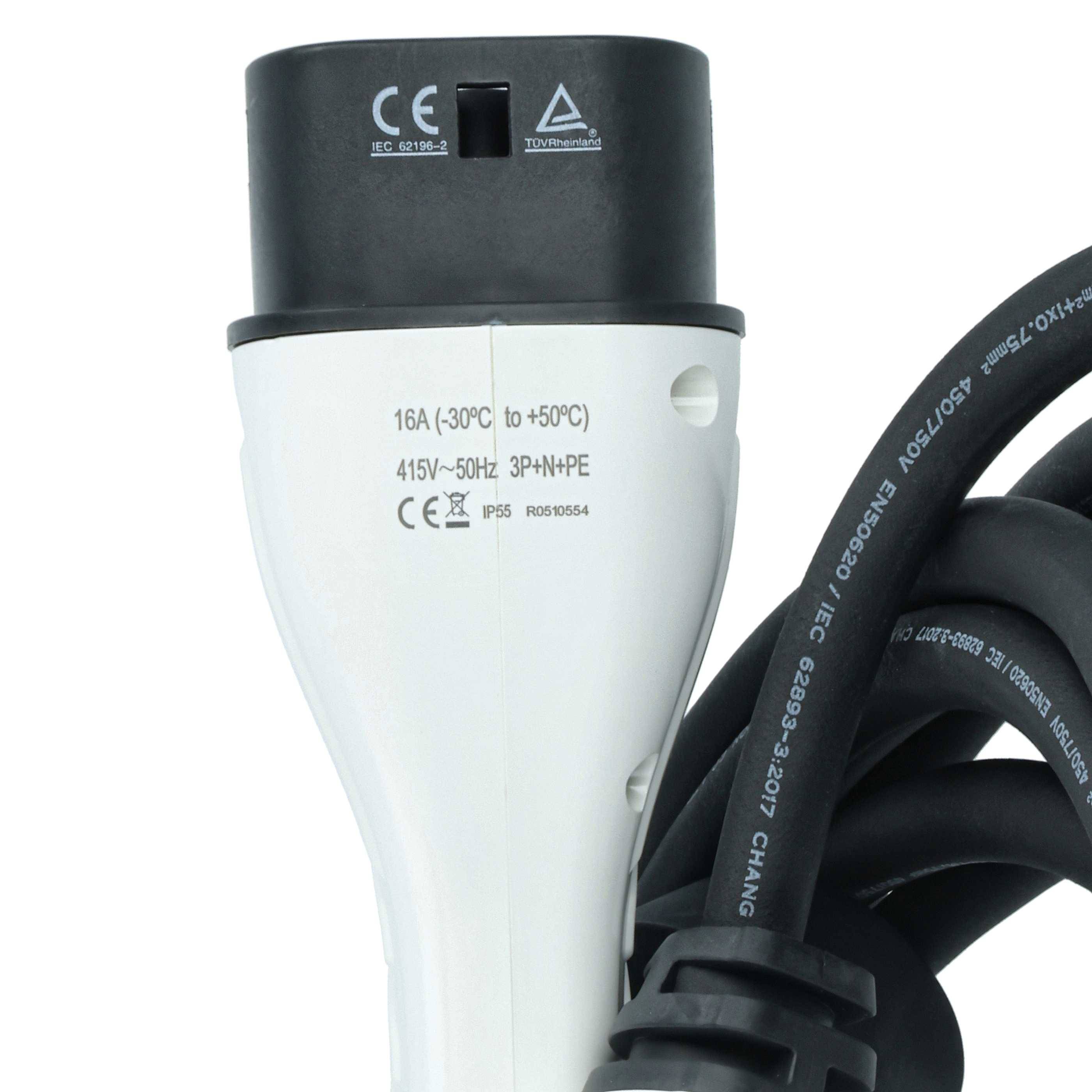 vhbw Typ 2 Ladekabel 11 kW 16 A 3-phasig 7 m für E-Auto - Kabel für Wallbox & Ladestation