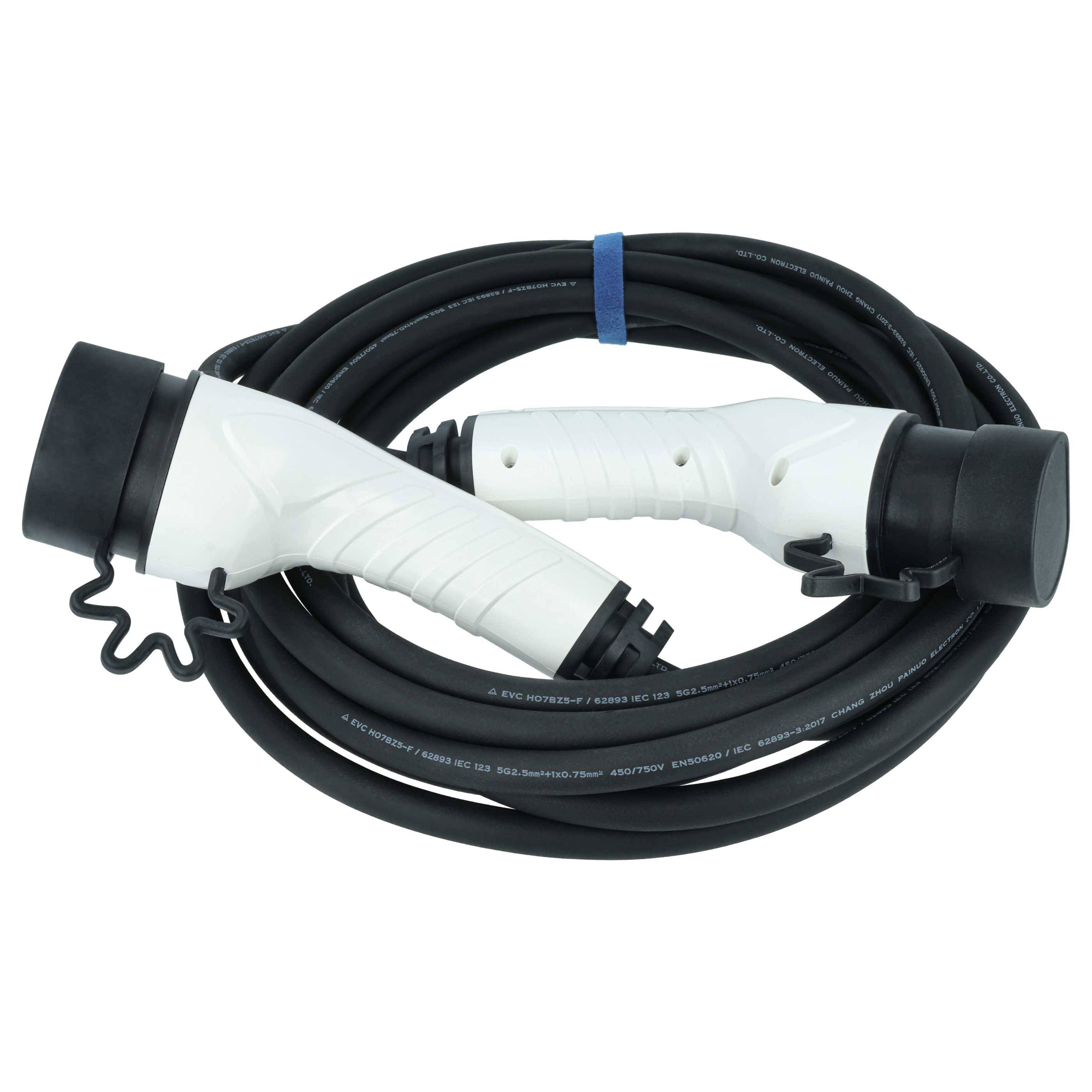 vhbw Typ 2 Ladekabel 11 kW 16 A 3-phasig 7 m für E-Auto - Kabel für Wallbox & Ladestation