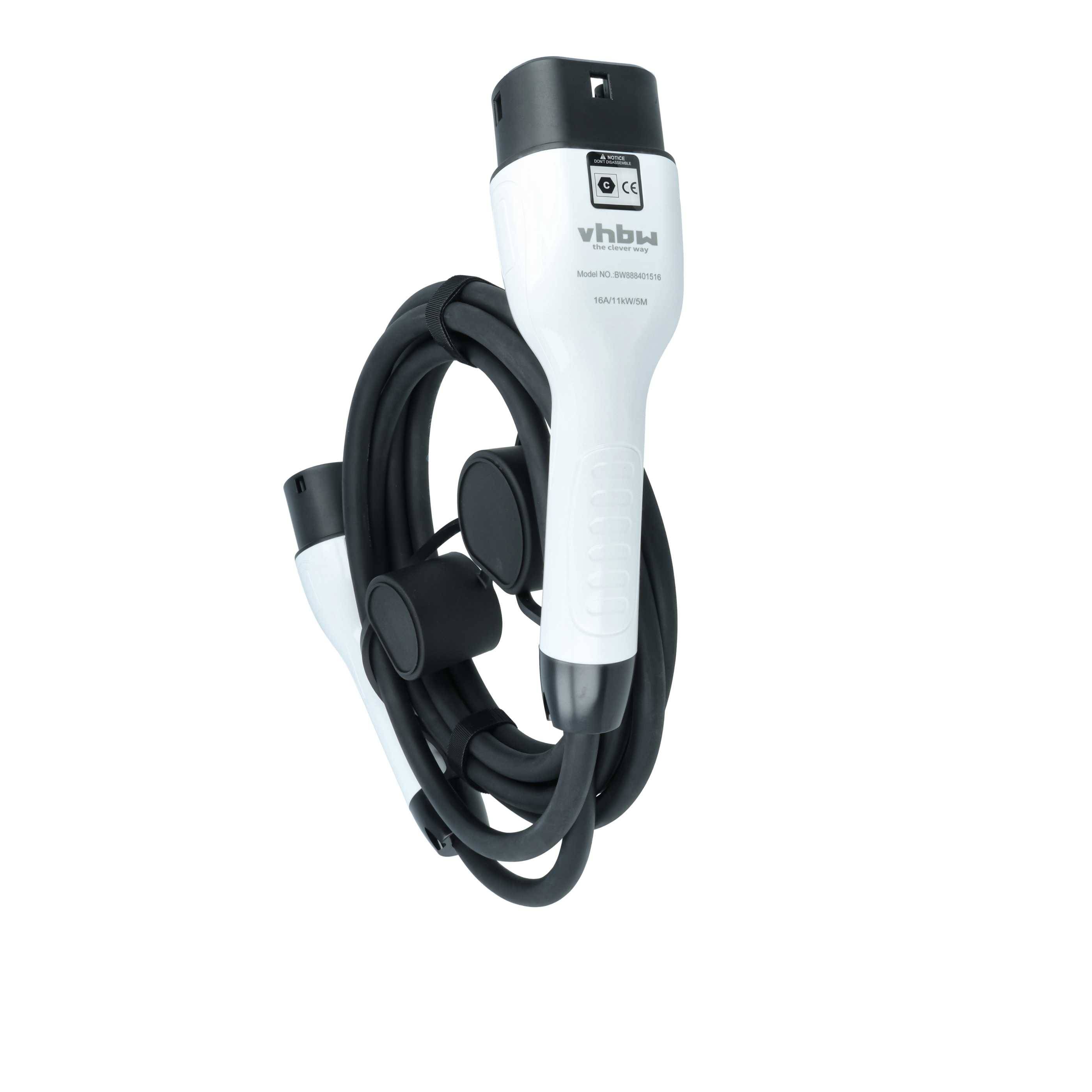 vhbw Typ 2 Ladekabel 11 kW 16 A 3-phasig 5 m für E-Auto - Kabel für Wallbox & Ladestation