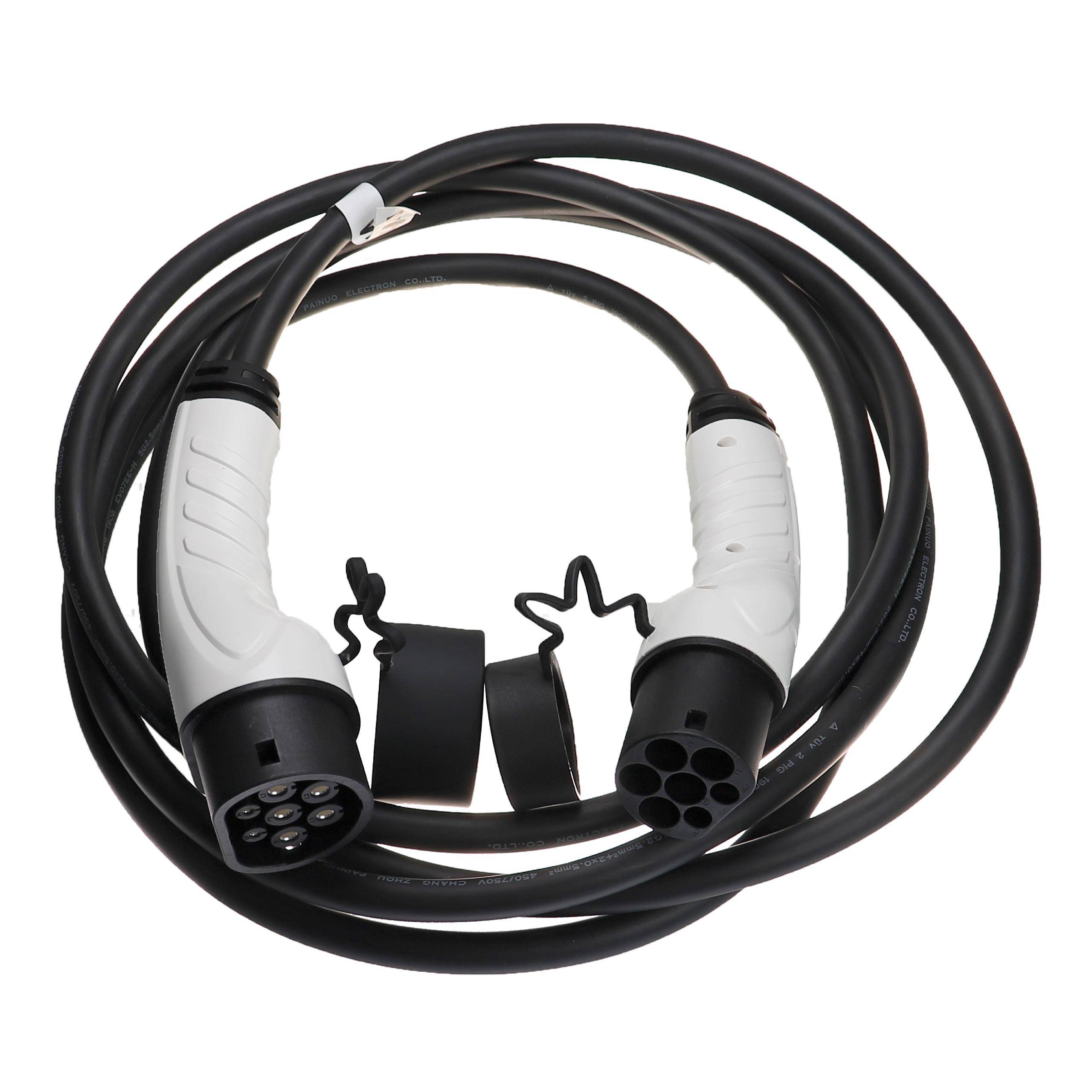 vhbw Ladekabel Typ 2 zu Typ 2 kompatibel mit Peugeot e-2008, 508 SW Hybrid Elektroauto, 3-phasig, 16 A, 11 kW, 5 m