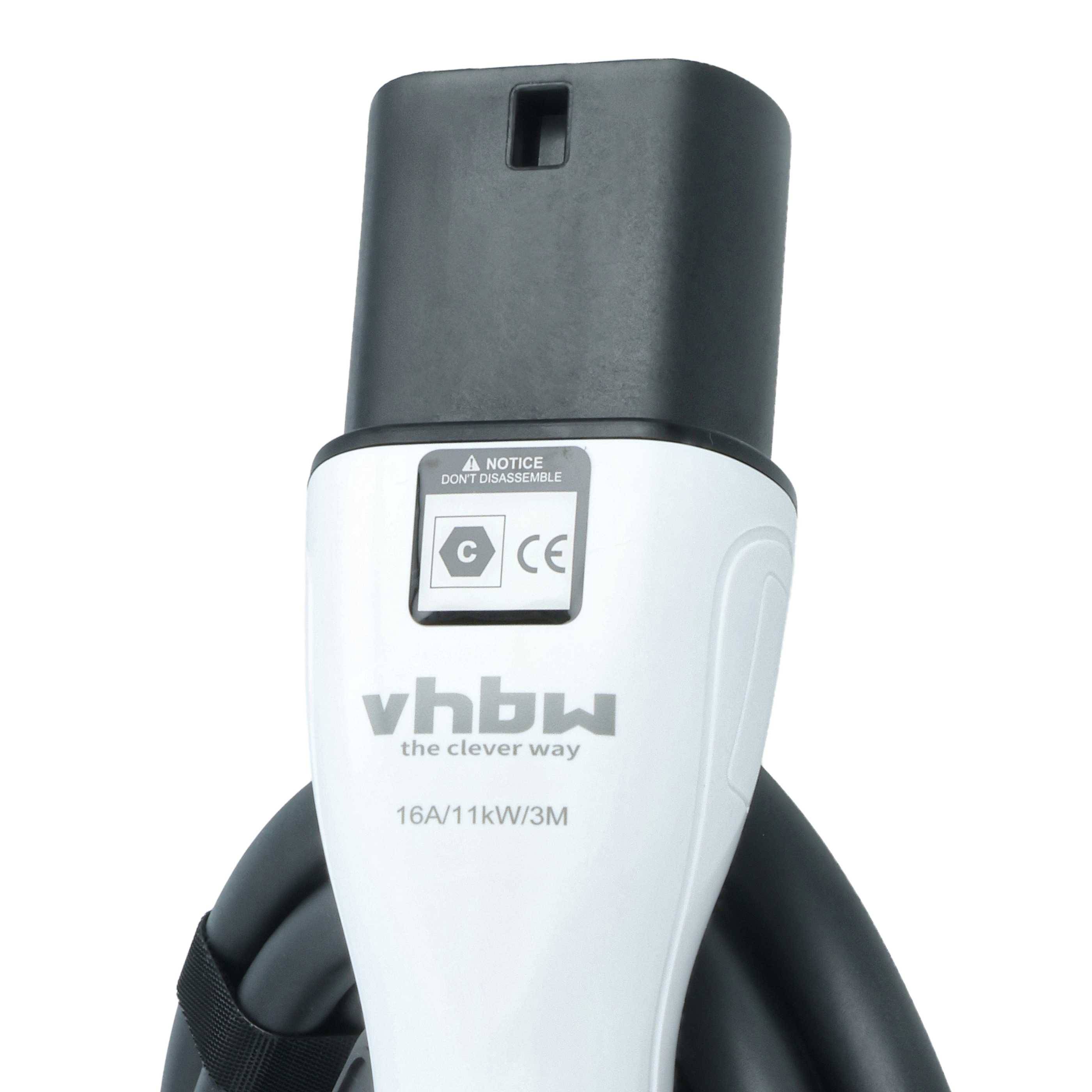 vhbw Typ 2 Ladekabel 11 kW 16 A 3-phasig 3 m für E-Auto - Kabel für Wallbox & Ladestation
