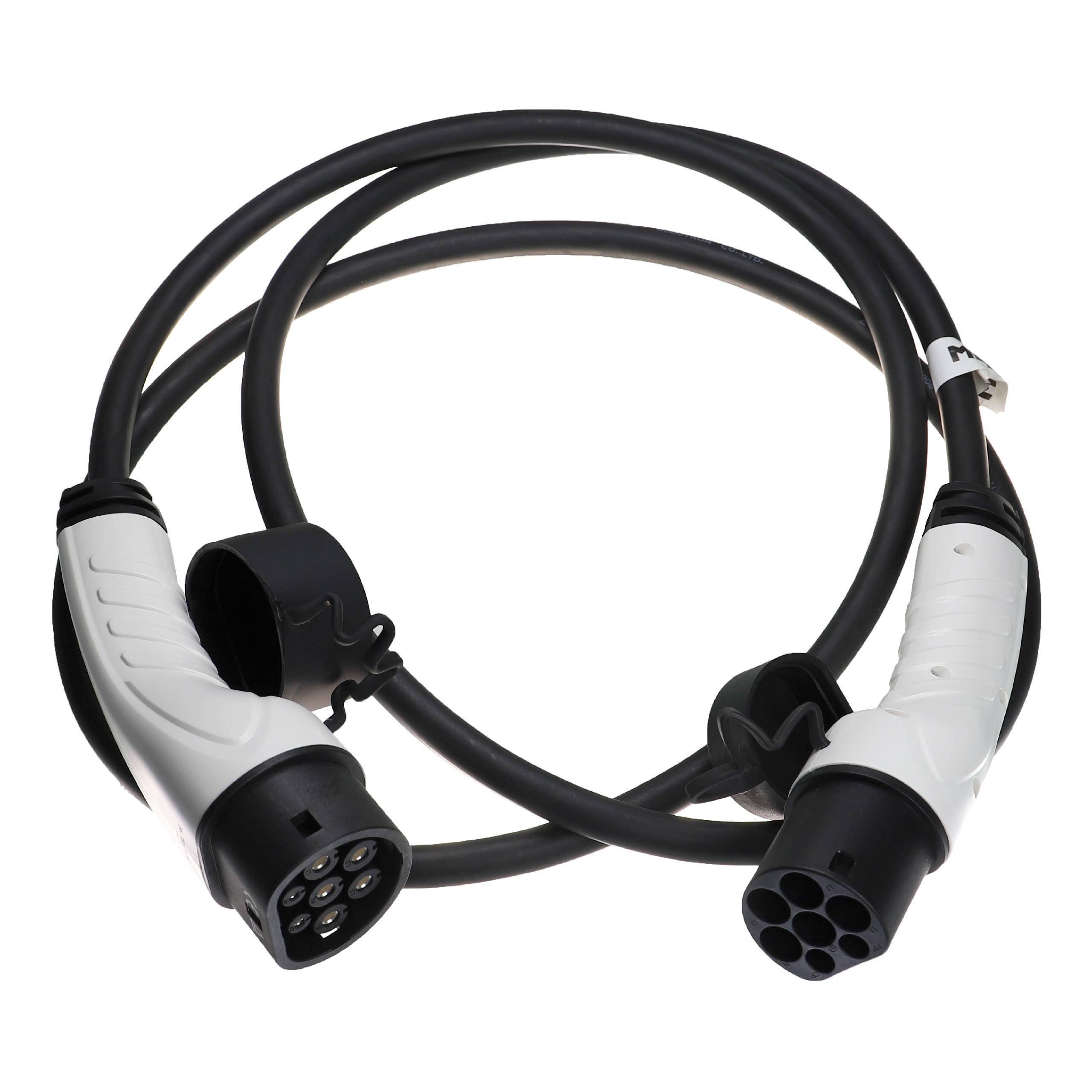 vhbw Ladekabel Typ 2 zu Typ 2 kompatibel mit VW Tiguan eHybrid, Touare eHybrid Elektroauto, 3-phasig, 16 A, 11 kW, 3 m