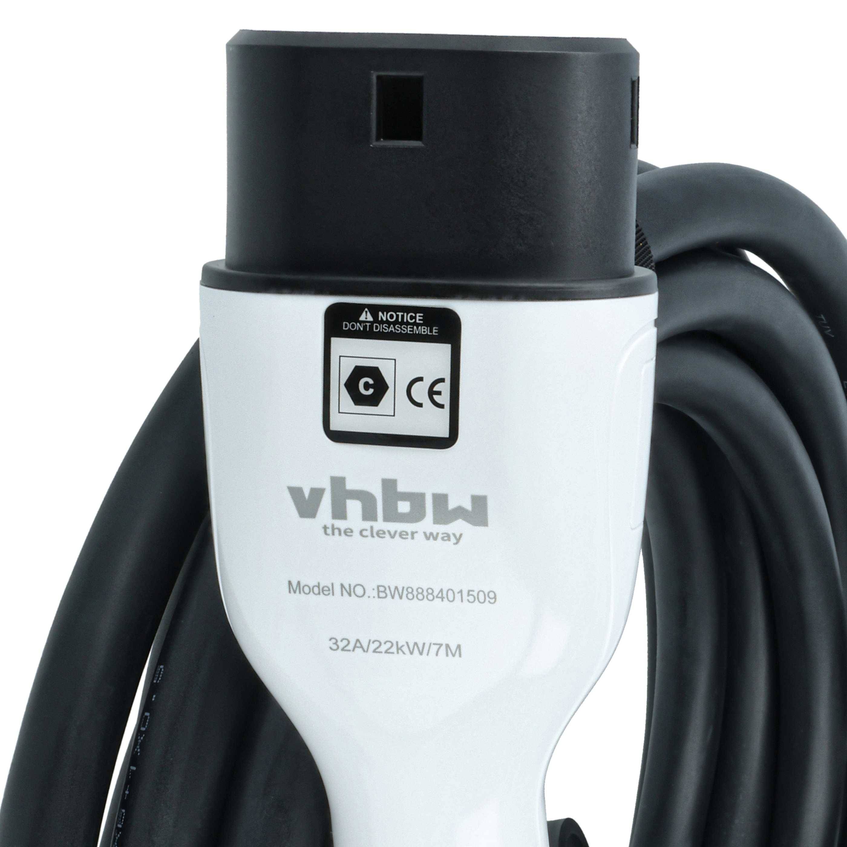 vhbw Typ 2 Ladekabel 22 kW 32 A 3-phasig 7 m für E-Auto - Kabel für Wallbox & Ladestation
