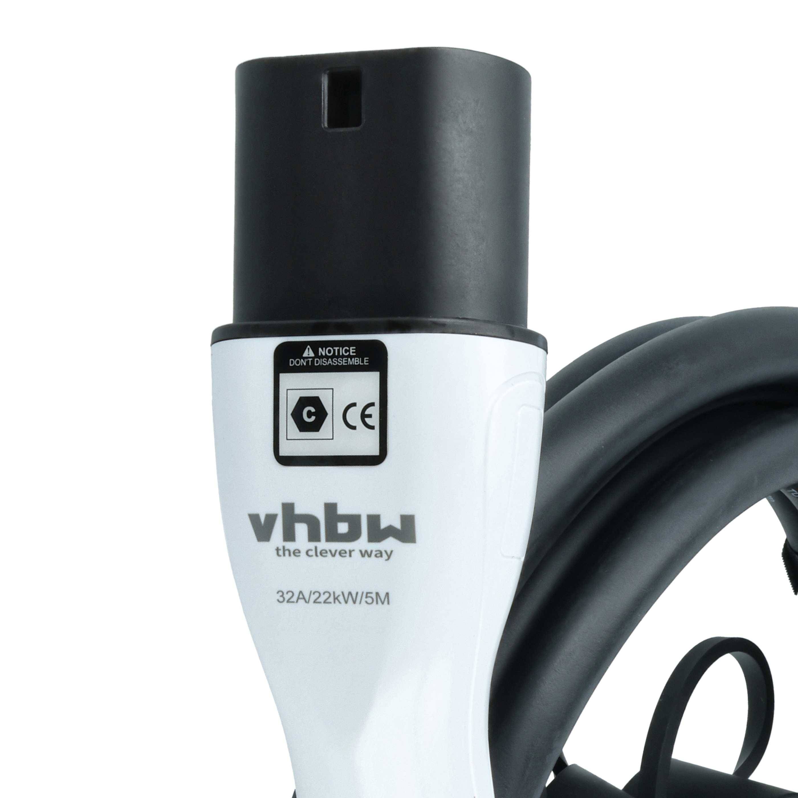 vhbw Typ 2 Ladekabel 22 kW 32 A 3-phasig 5 m für E-Auto - Kabel für Wallbox & Ladestation