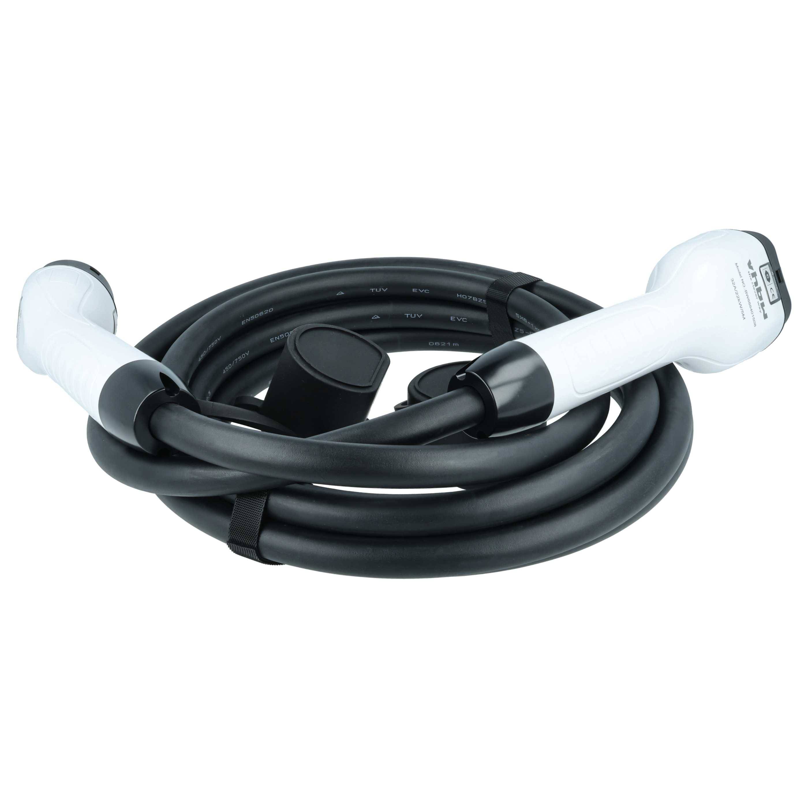 vhbw Typ 2 Ladekabel 22 kW 32 A 3-phasig 5 m für E-Auto - Kabel für Wallbox & Ladestation