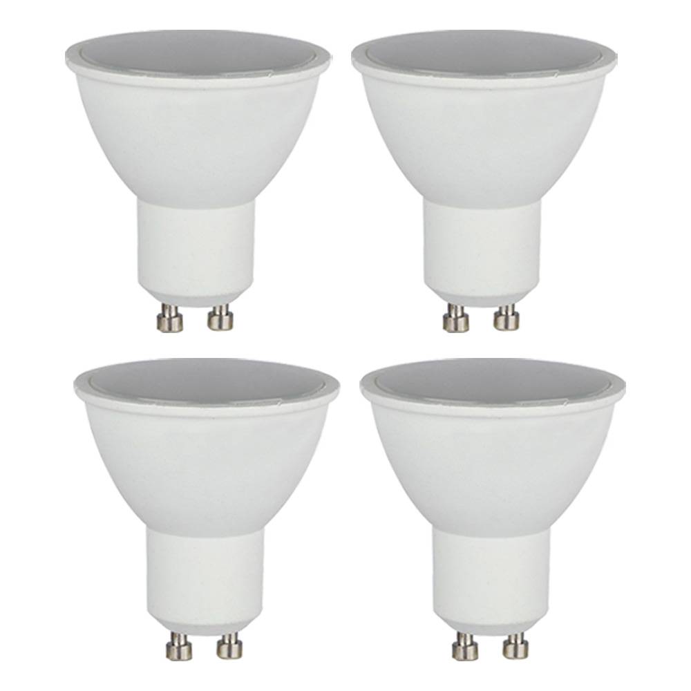 LED Leuchtmittel GU10 warmweiß LED Leuchtmittel Reflektor rund 3000 Kelvin, weiß, 1x 5 Watt 400 Lumen 3000K, DxH 5x5,7 cm, 4er Set
