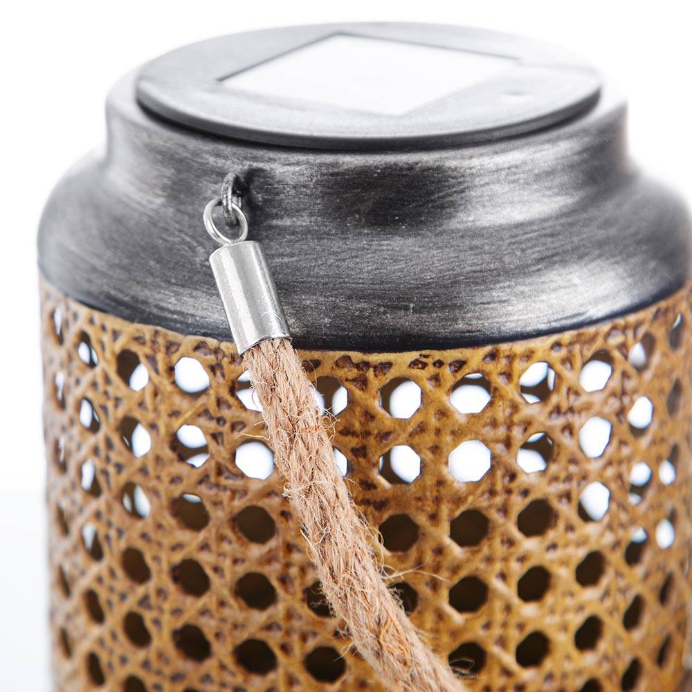 Outdoorleuchte Solar Laterne Bambus Außen Boho Deko Solarleuchte Solarlaternen für Außen Garten, hängend stehend, LED, DxH 12 x 16 cm