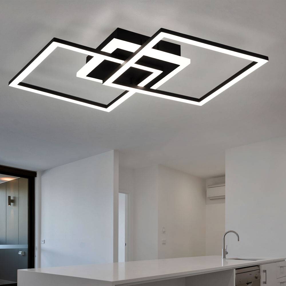 Deckenleuchte Designleuchte Deckenlampe Schlafzimmerleuchte Wohnzimmer, Switch Dimmer 3 flammig, Metall schwarz matt modern, 1x LED 25W 3000Lm