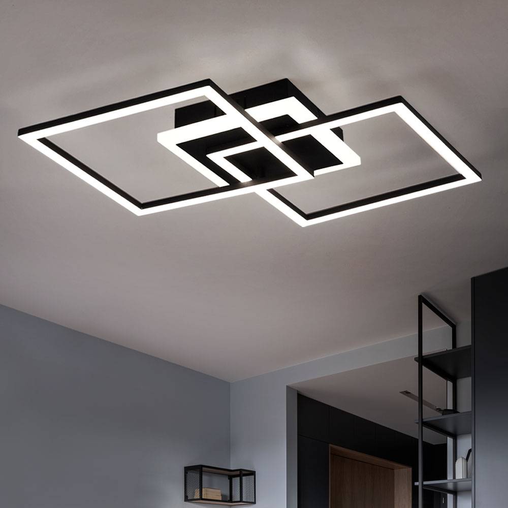 Deckenleuchte Designleuchte Deckenlampe Schlafzimmerleuchte Wohnzimmer, Switch Dimmer 3 flammig, Metall schwarz matt modern, 1x LED 25W 3000Lm