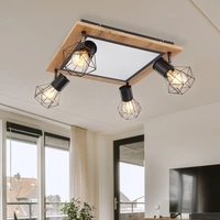 LED Deckenlampe Holzleuchte Wohnzimmerlampe Esszimmerleuchte, Memoryfunktion Spots beweglich, 24W 1800lm 3000K warmweiß, H 22,5 cm LED Deckenlampe Holzleuchte Wohnzimmerlampe Esszimmerleuchte, Memoryfunktion Spots beweglich, 24W 1800lm 3000K warmweiß, H 22,5 cm