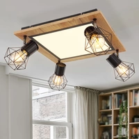 LED Deckenlampe Holzleuchte Wohnzimmerlampe Esszimmerleuchte, Memoryfunktion Spots beweglich, 24W 1800lm 3000K warmweiß, H 22,5 cm LED Deckenlampe Holzleuchte Wohnzimmerlampe Esszimmerleuchte, Memoryfunktion Spots beweglich, 24W 1800lm 3000K warmweiß, H 22,5 cm