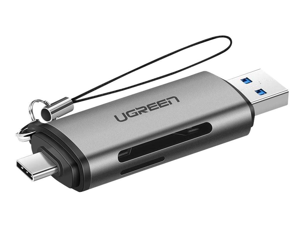 Ugreen SD / Micro SD Kartenleser für USB 3.0 / USB Typ C 3.0 Adapter grau