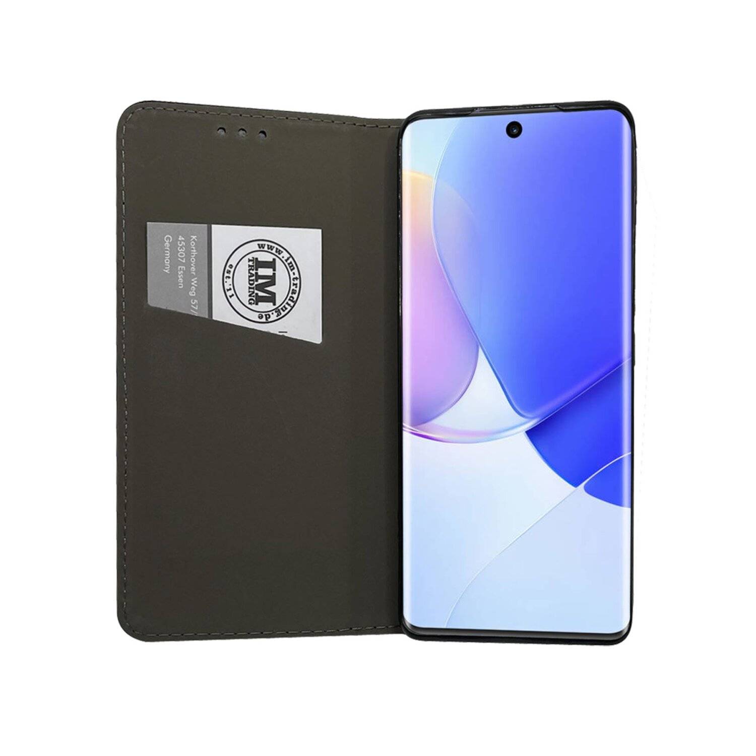 Elegante Buch-Tasche Hülle Smart Magnet kompatibel mit HUAWEI NOVA 9 Leder Optik Wallet Book-Style Cover Schale Schwarz