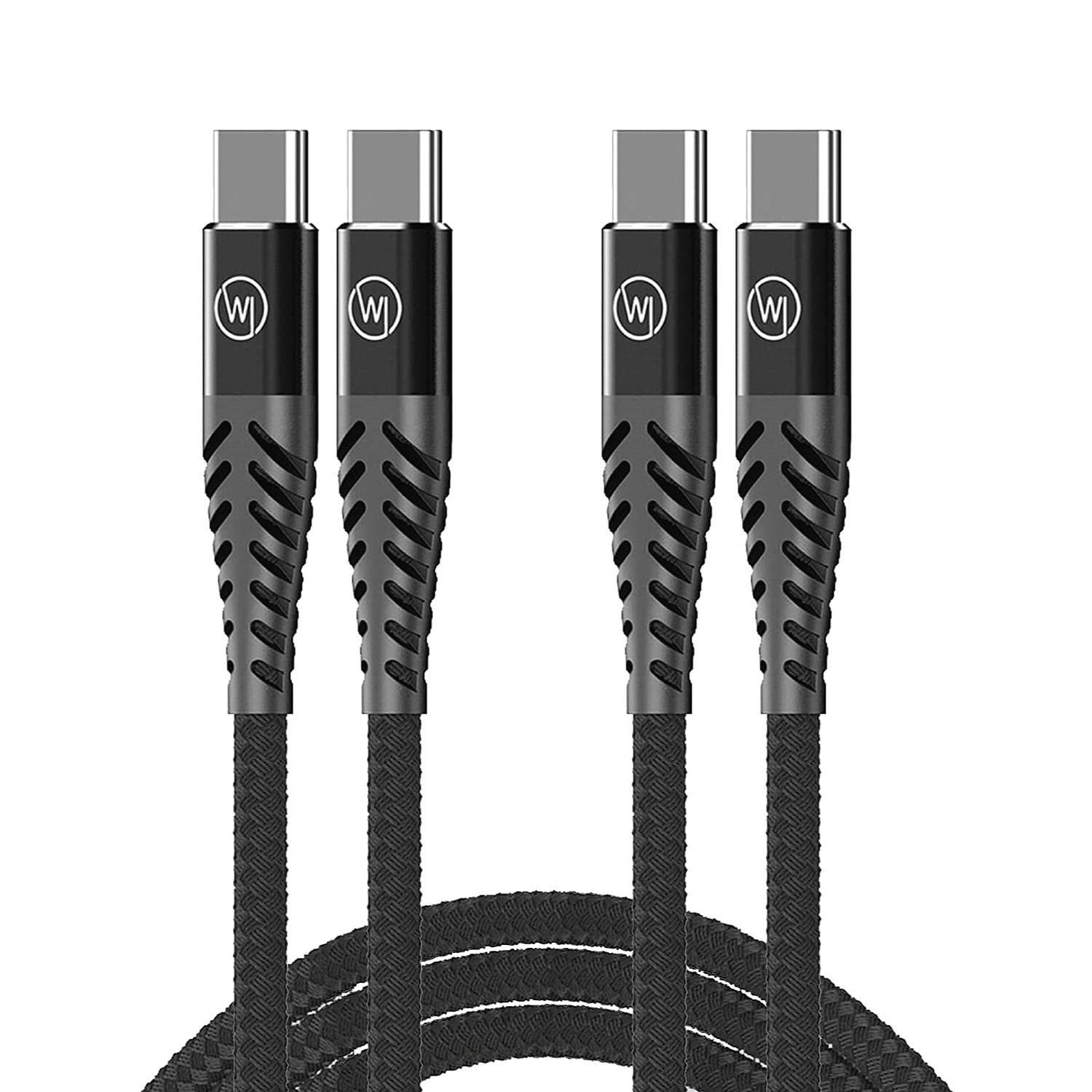 2x Dual USB-C Ladekabel 60W 1m Textilkabel, Schnellladekabel, Datenkabel für iPhone 15, Galaxy, iPad