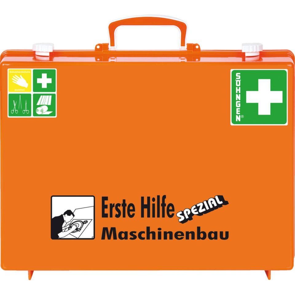 SÖHNGEN® Erste-Hilfe-Koffer Maschinenbau, gemäß DIN 13157, orange, Wandhalterung