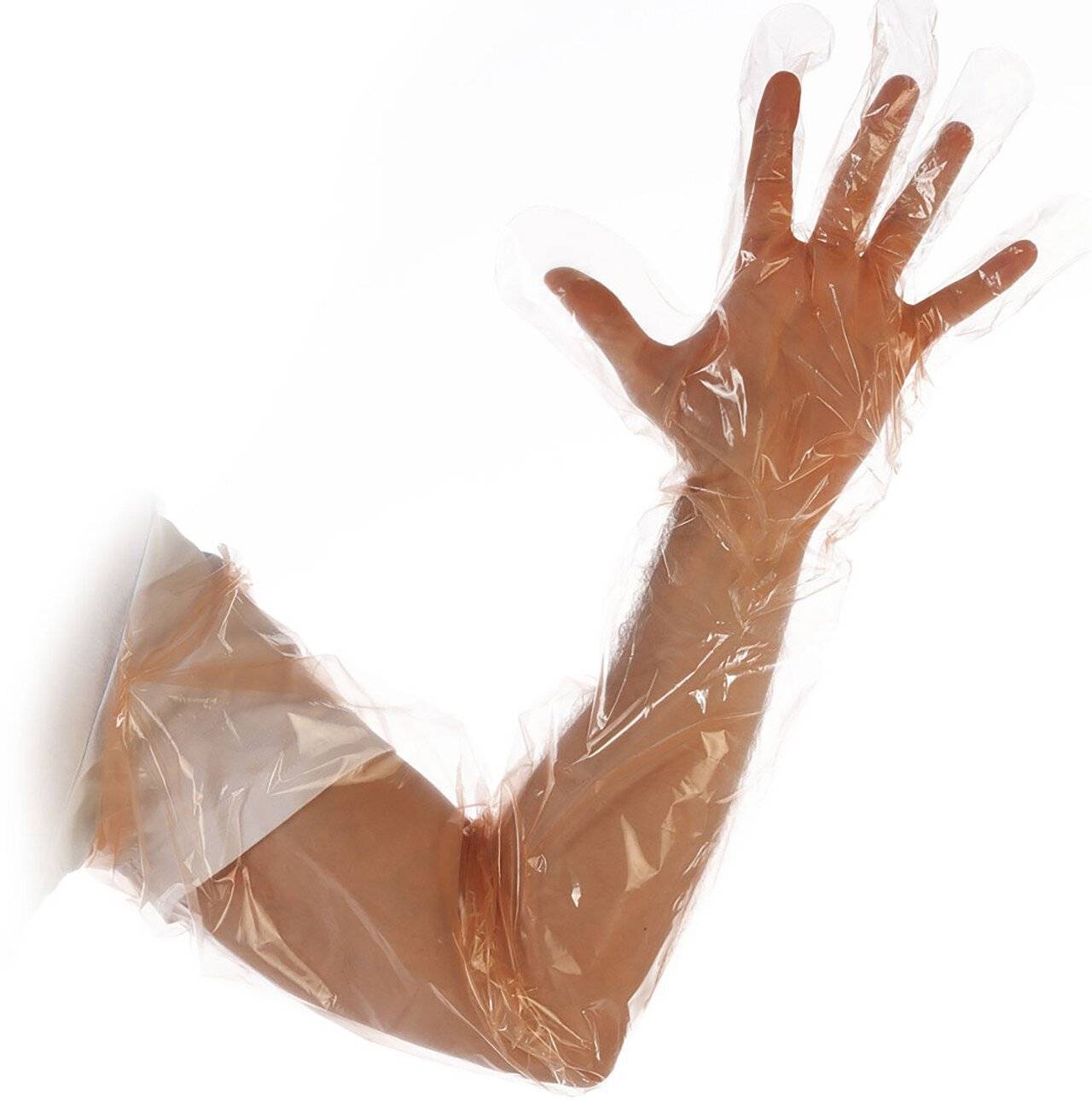 Hygostar LDPE Handschuhe SOFTLINE EXTRA LANG, orange, glatt, 90 cm