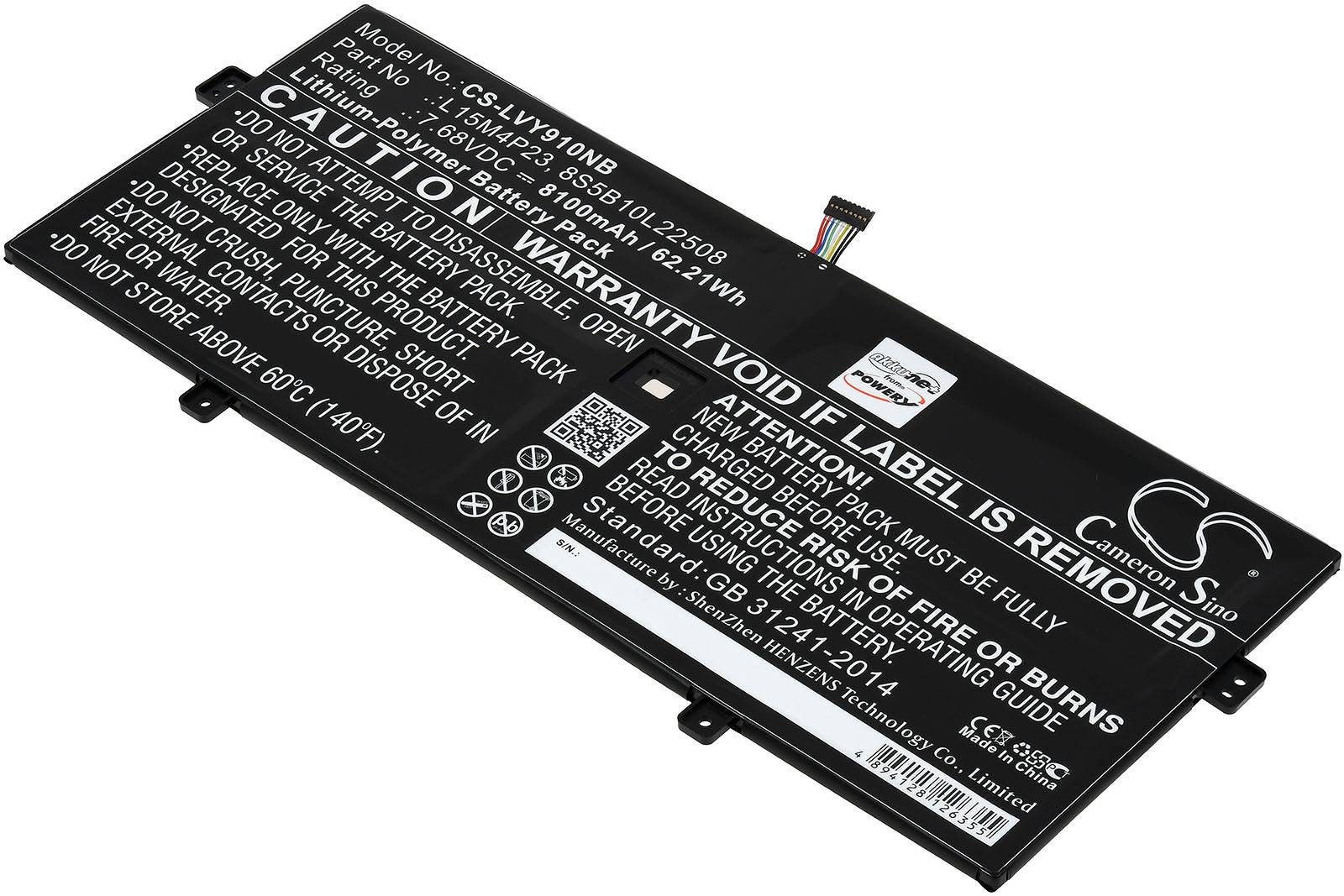 Powery Akku für Laptop Lenovo YOGA 910-13IKB, 7,68V, Li-Polymer