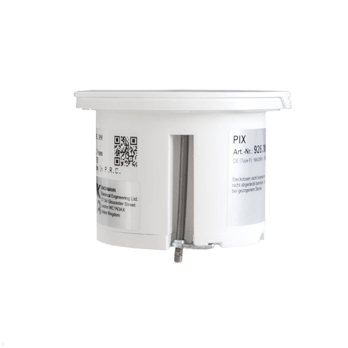 Bachmann PIX Einbausteckdose mit Deckel und GST18 Zuleitung (926.300D) weiß