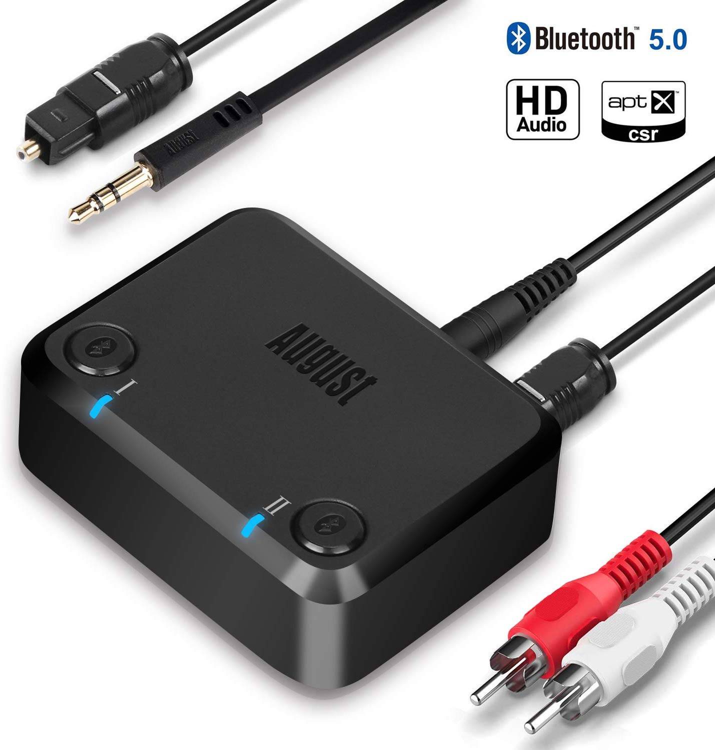 August International MR270HD Bluetooth Dual Transmitter zum gleichzeitigen Verbinden von zwei Kopfhörer mit dem TV