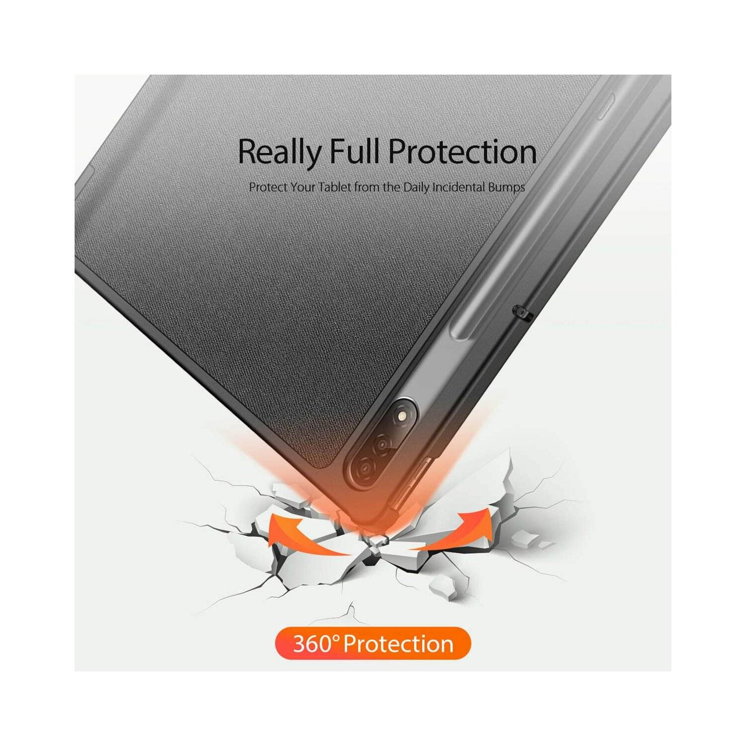 Dux Ducis Buch Tasche Hartschale mit Smart Sleep Standfunktion für LENOVO TAB P12 PRO 12.6" Tablet Hülle Schwarz