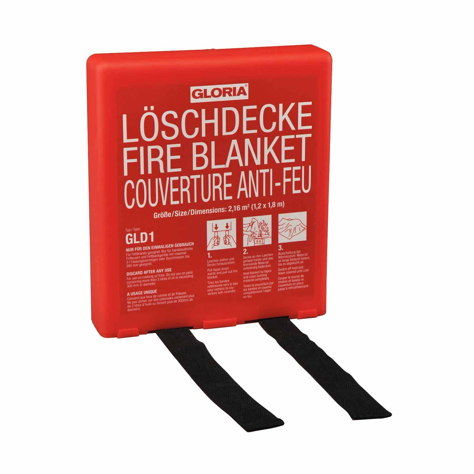 Gloria Löschdecke, Feuerlöschdecke, Fettbrand, EN 1869, Glasfaser, Feuerdecke - Größe:1200 x 1800 mm