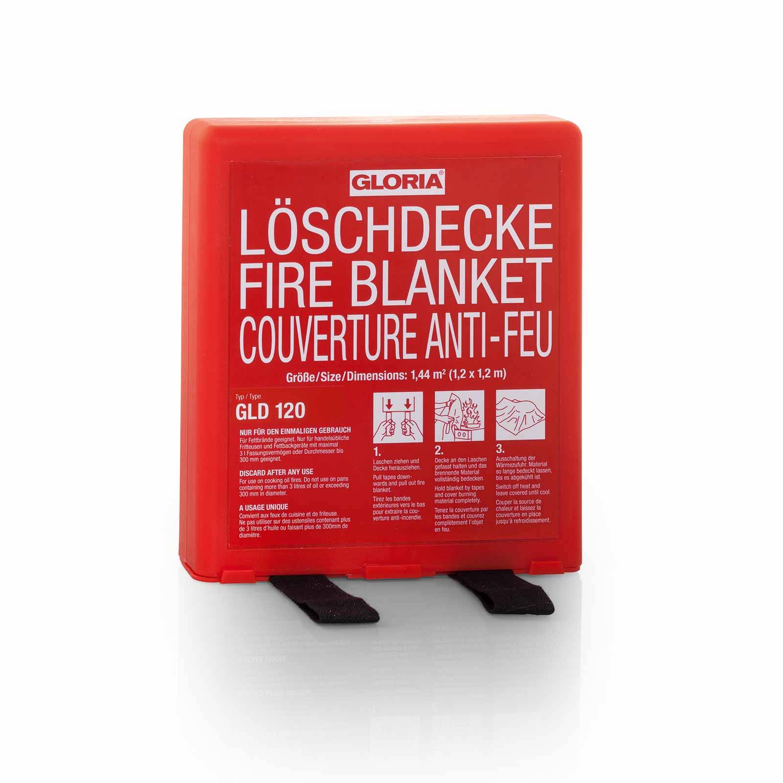 Gloria Löschdecke, Feuerlöschdecke, Fettbrand, EN 1869, Glasfaser, Feuerdecke - Größe:1200 x 1200 mm