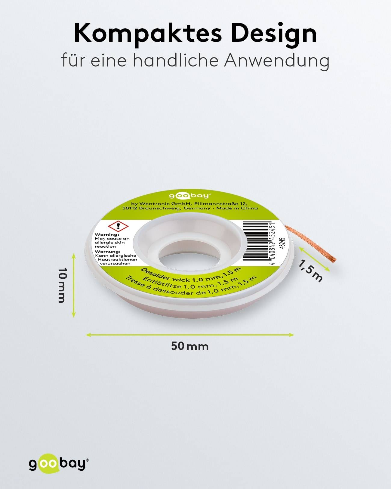 GOOBAY Entlötlitze, Ø 1,0 mm, 1,5 m