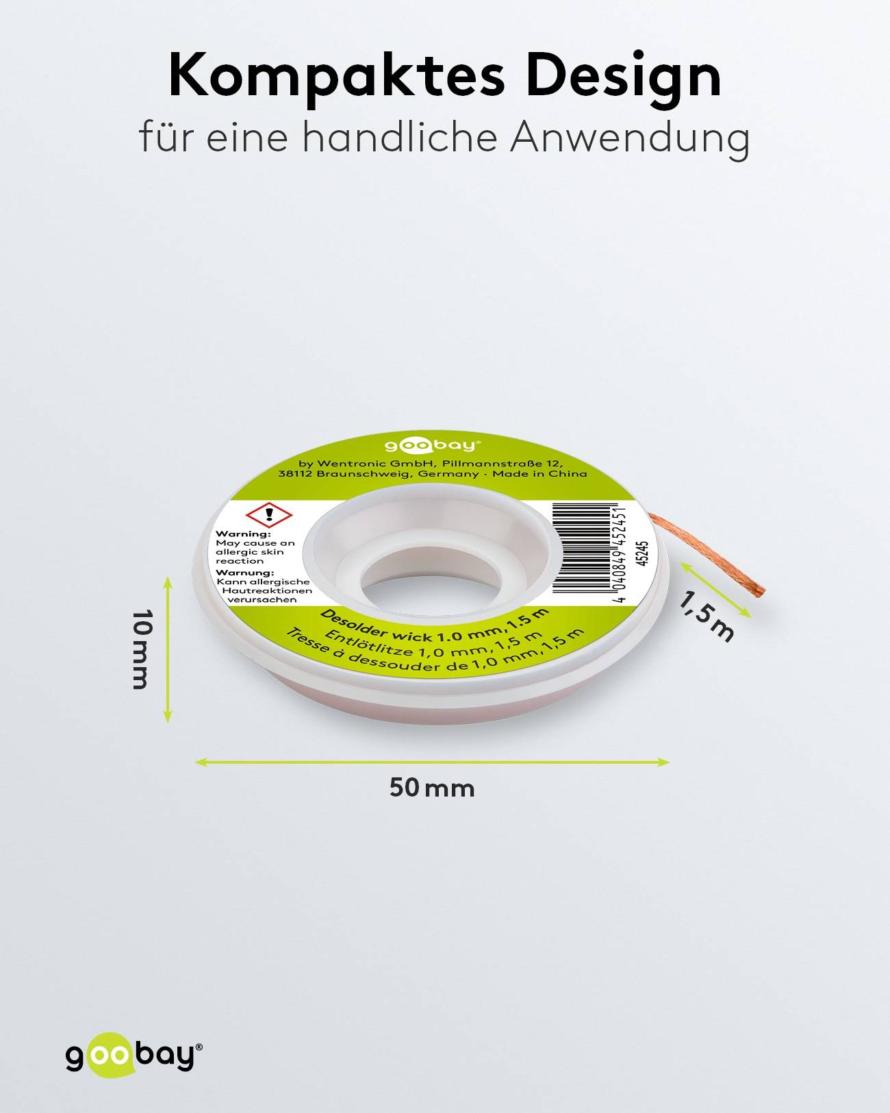 GOOBAY Entlötlitze, Ø 1,0 mm, 1,5 m