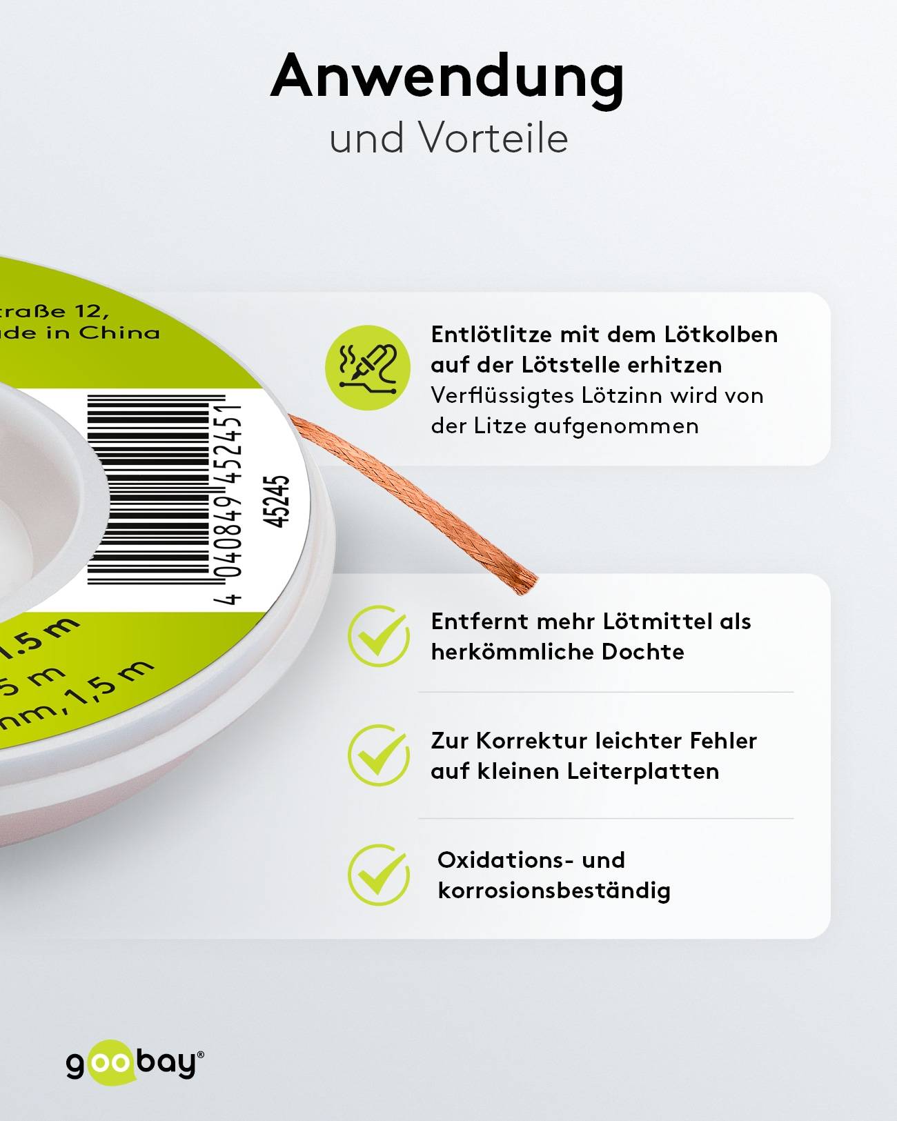 GOOBAY Entlötlitze, Ø 1,0 mm, 1,5 m