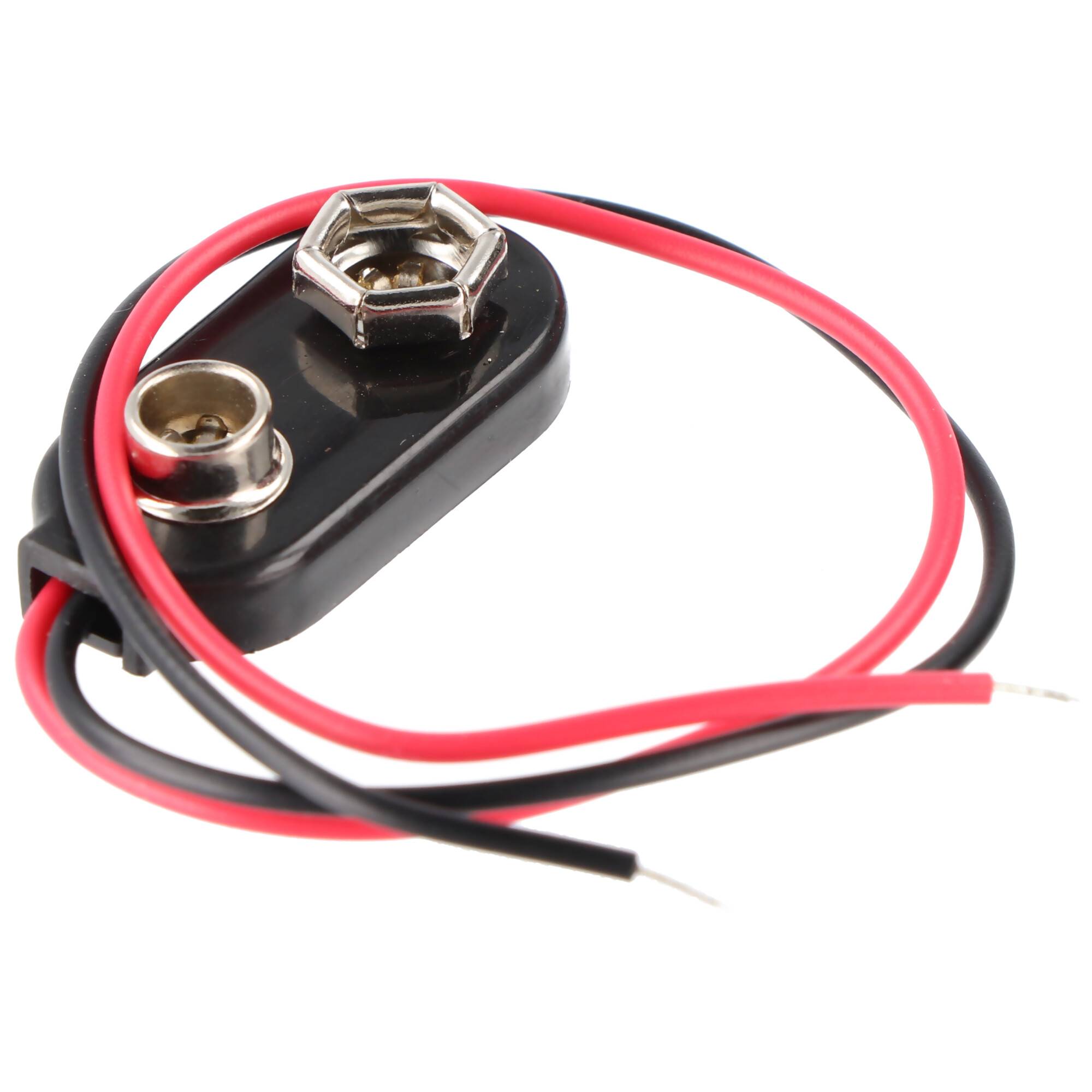1x 9V Block Batteriehalter - lose Kabelenden, wasserabweisend – 9V Batterie Clip Anschluss, Batterie Halterung Elektroni